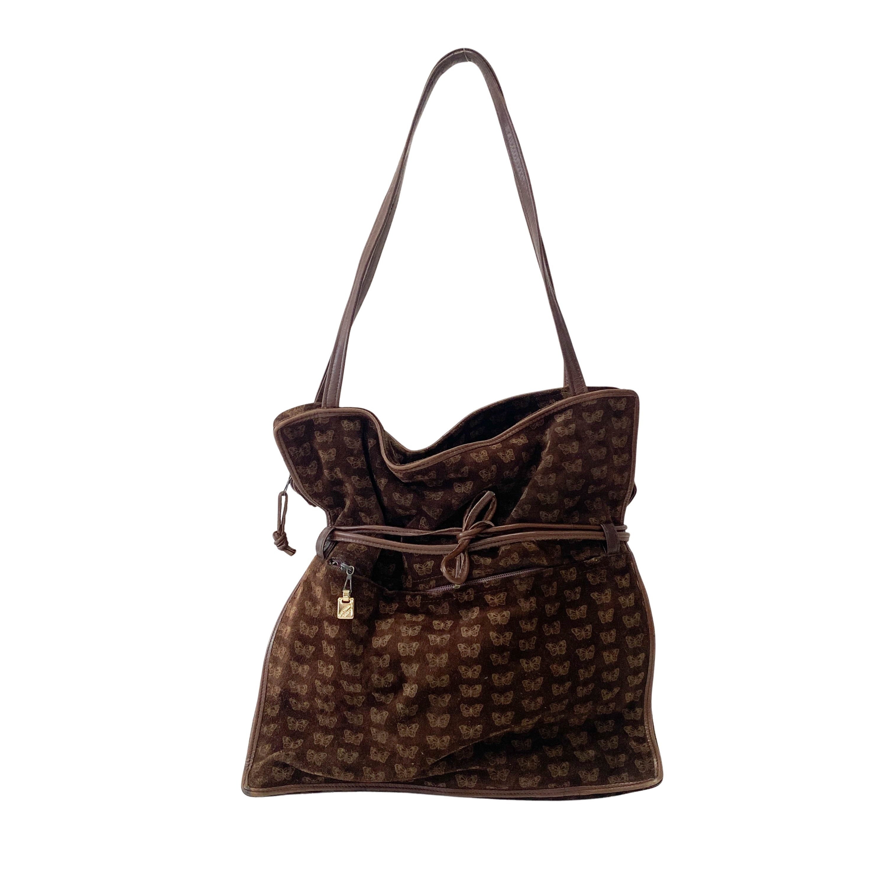 Little Butterflies Print Suede Bag