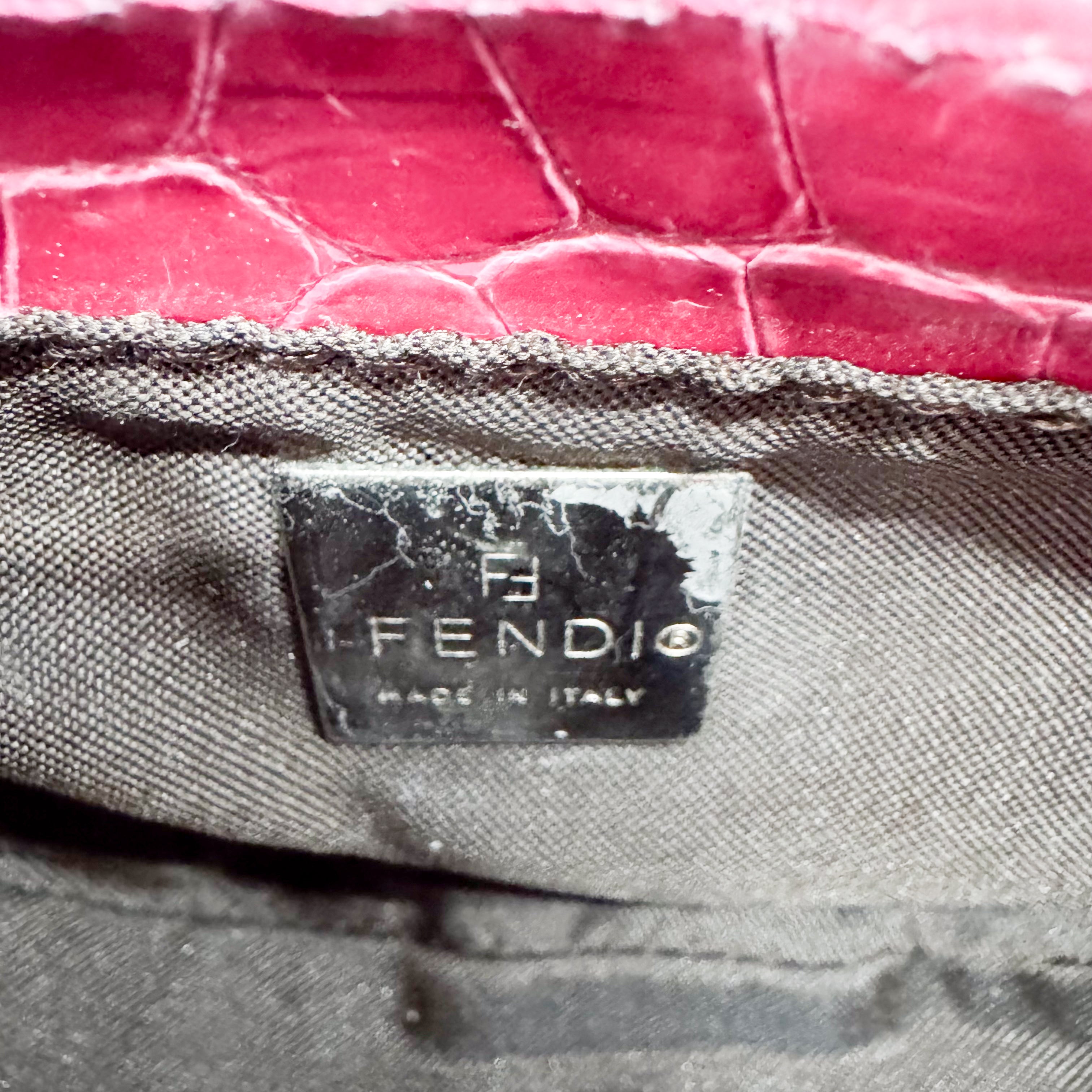 Mini Croissant Pink Lizard Embossed Leather Handbag