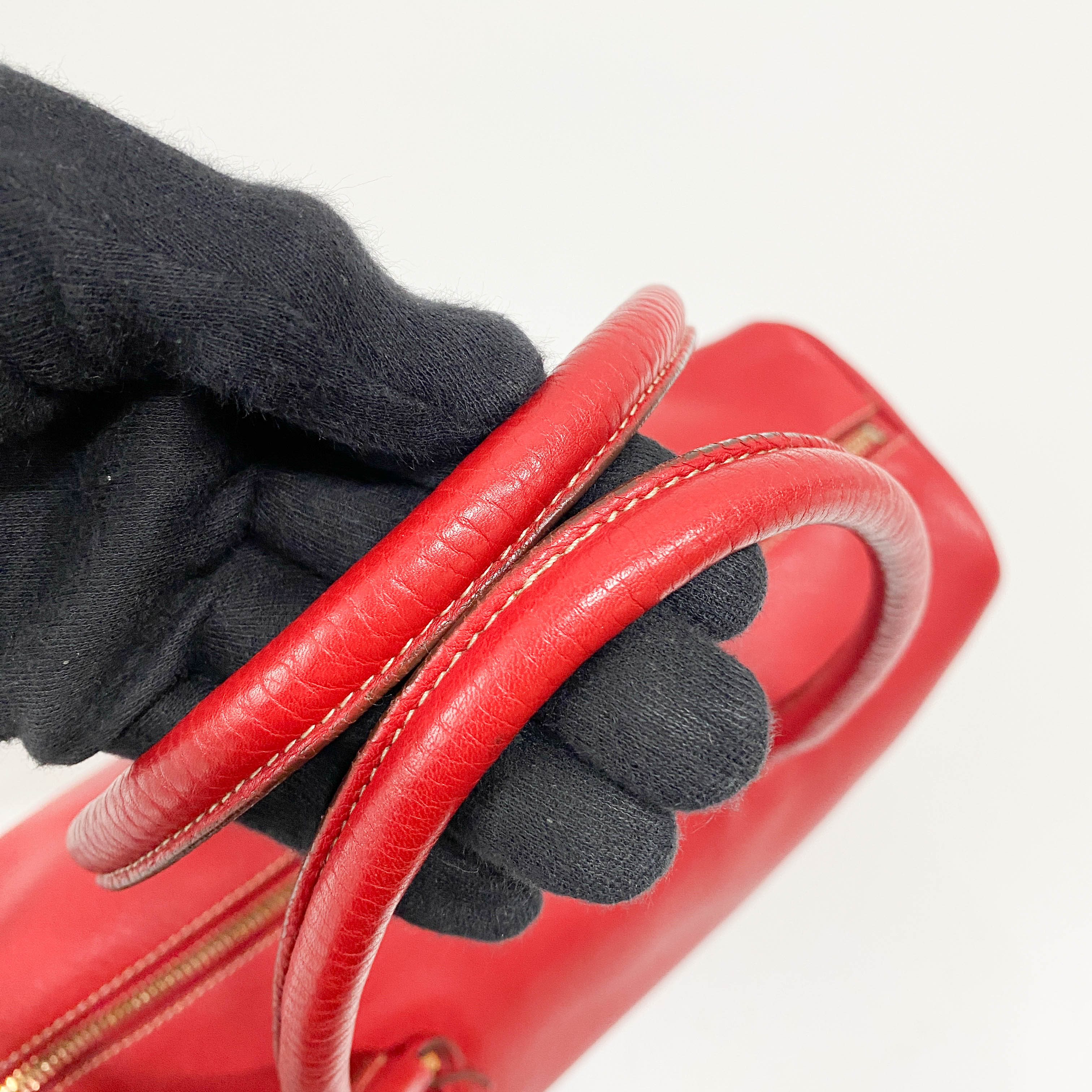 Red Horizontal Leather Shoulder Bag