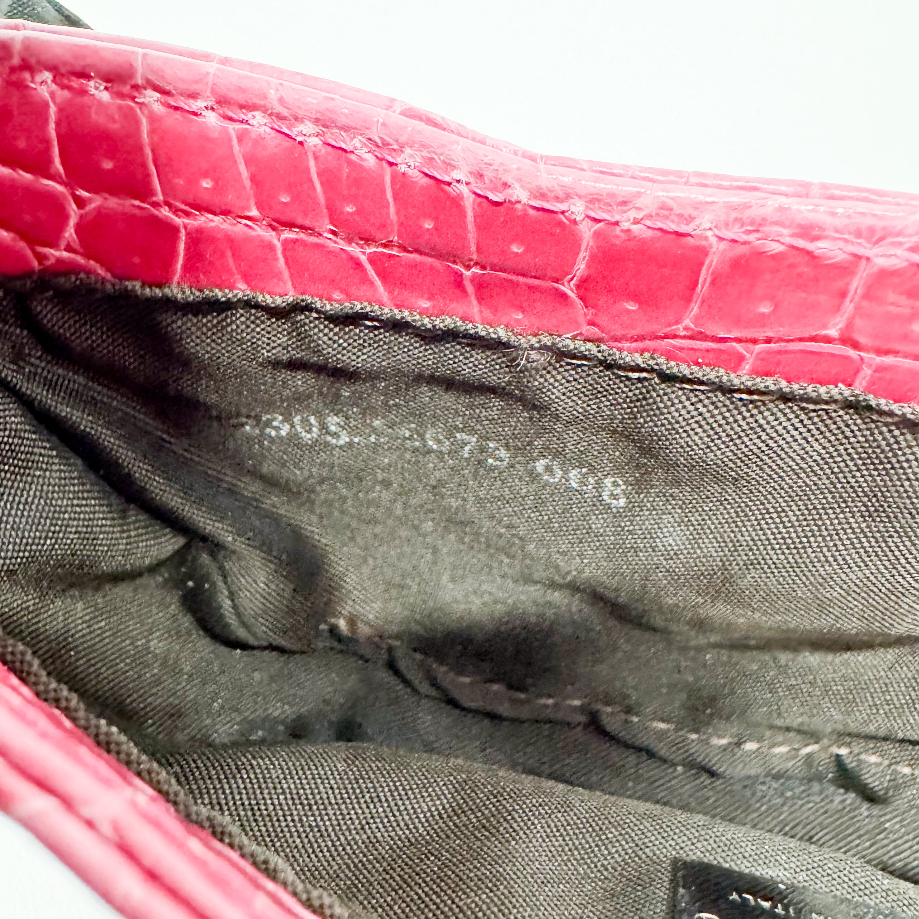 Mini Croissant Pink Lizard Embossed Leather Handbag