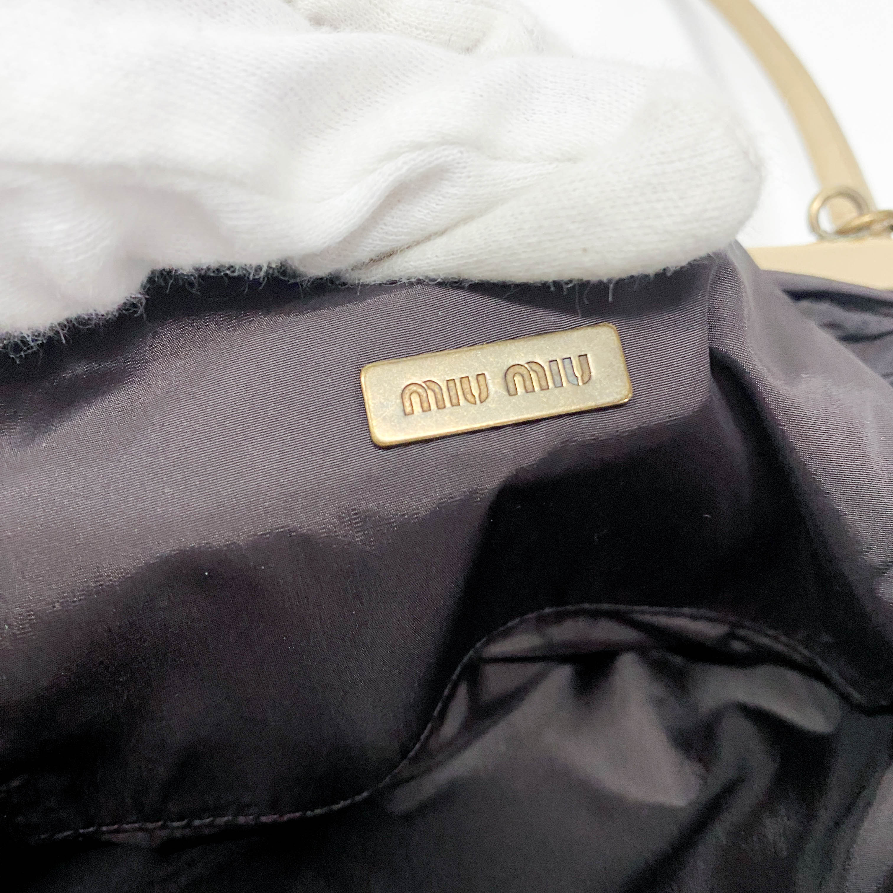 Vintage Beige Satin Shoulder Bag