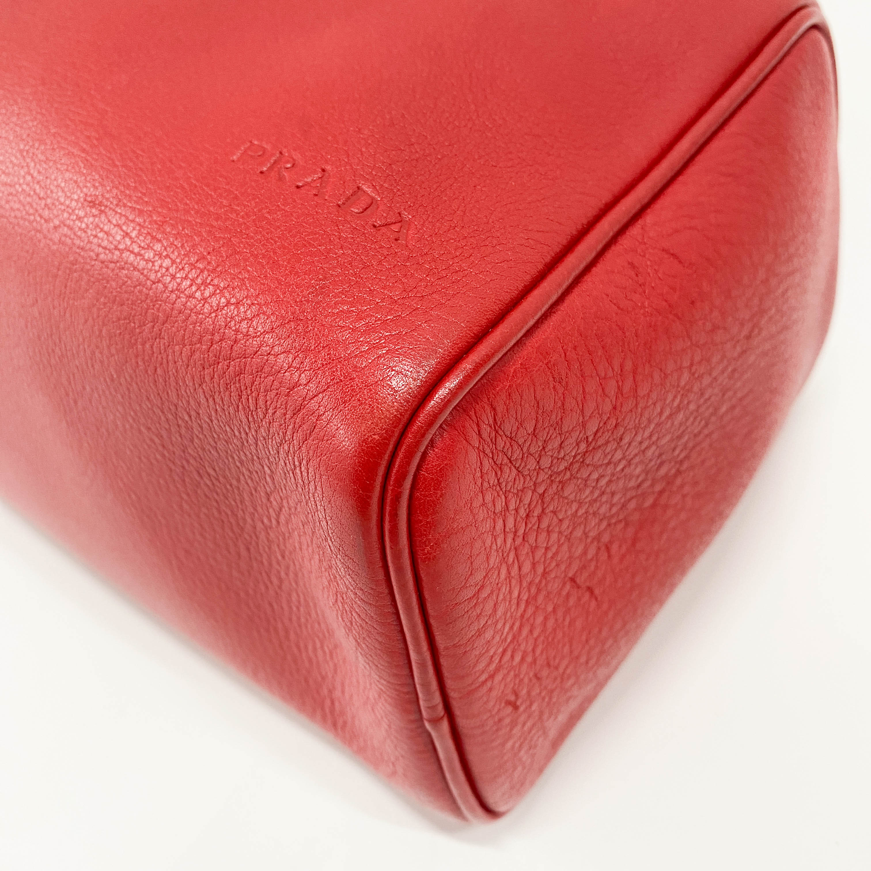 Red Horizontal Leather Shoulder Bag