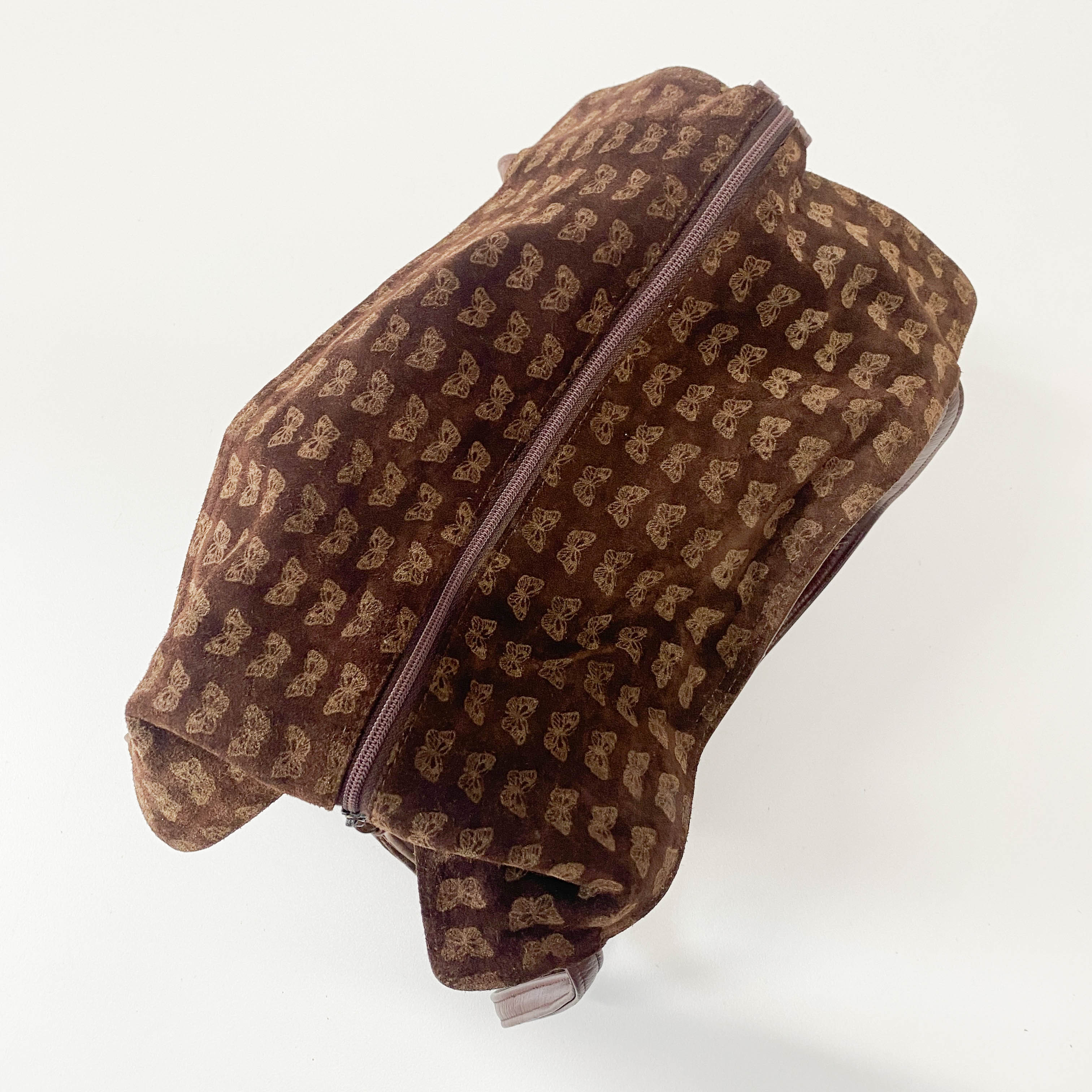 Little Butterflies Print Suede Bag