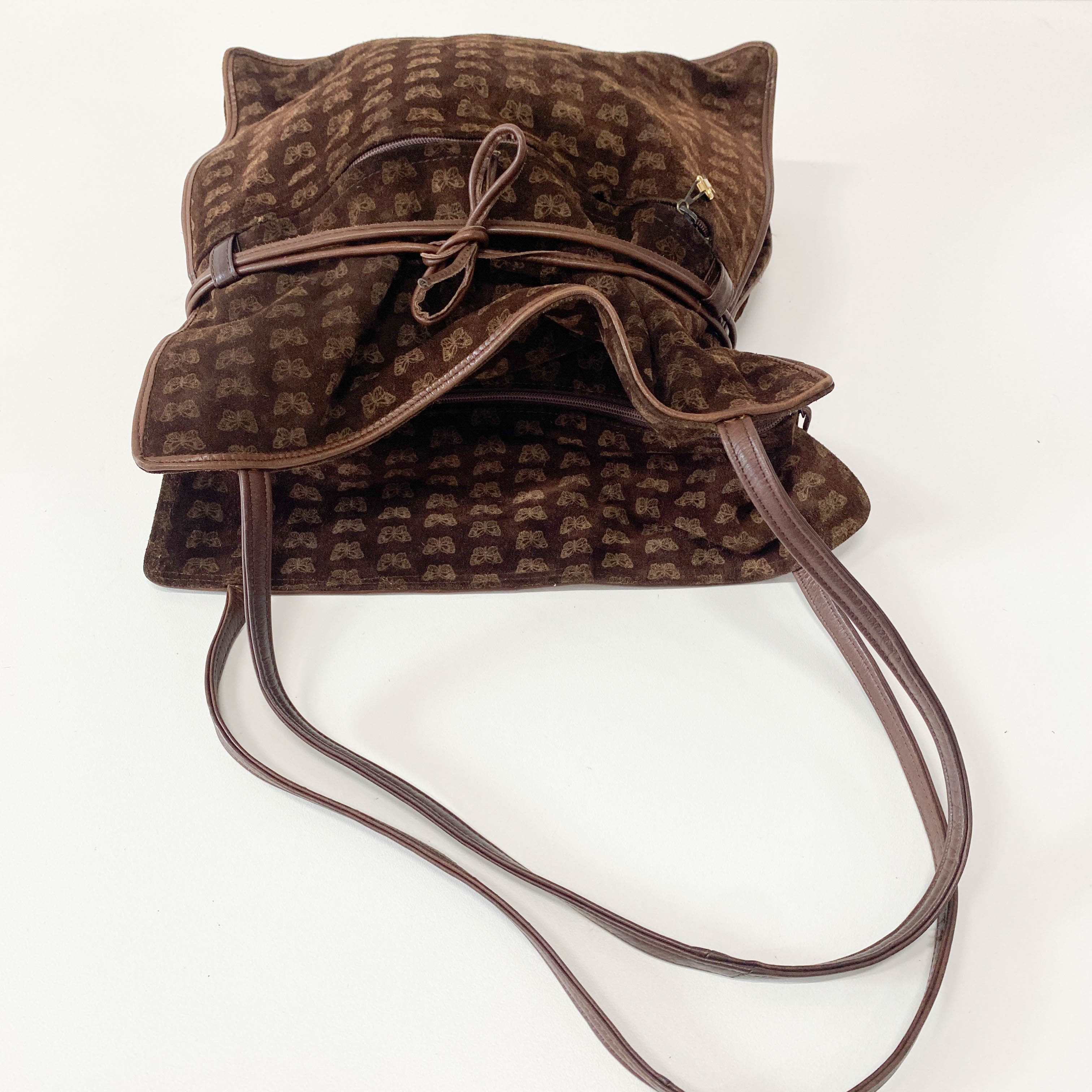 Little Butterflies Print Suede Bag