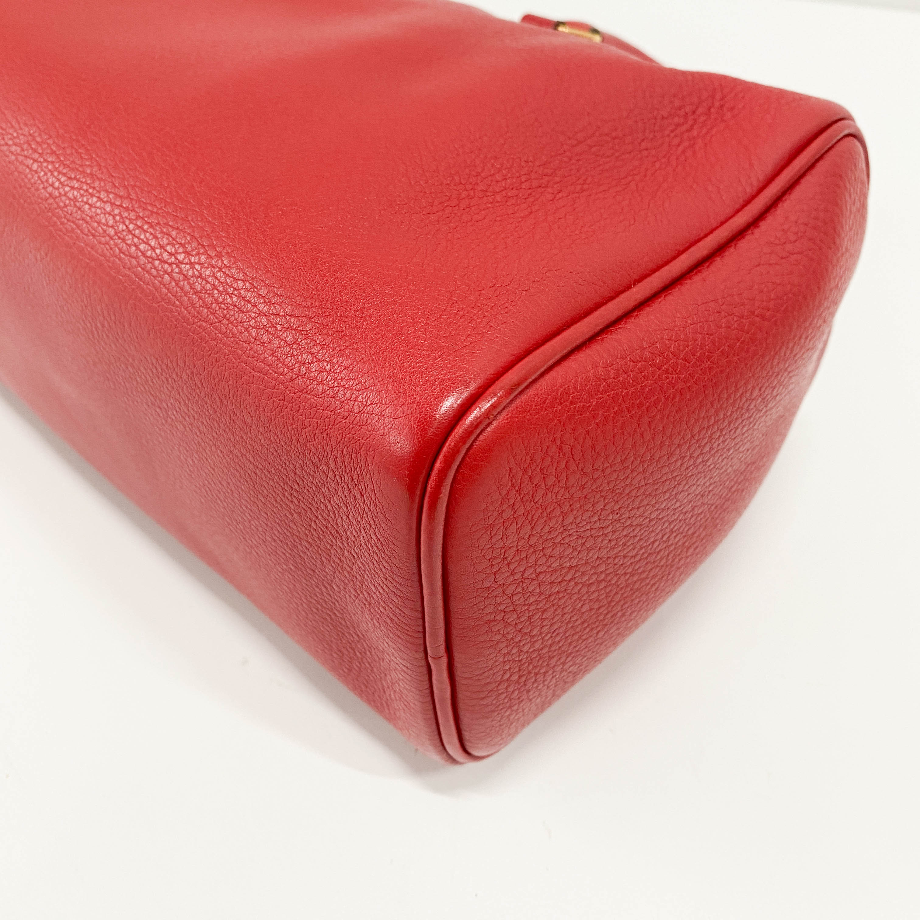 Red Horizontal Leather Shoulder Bag