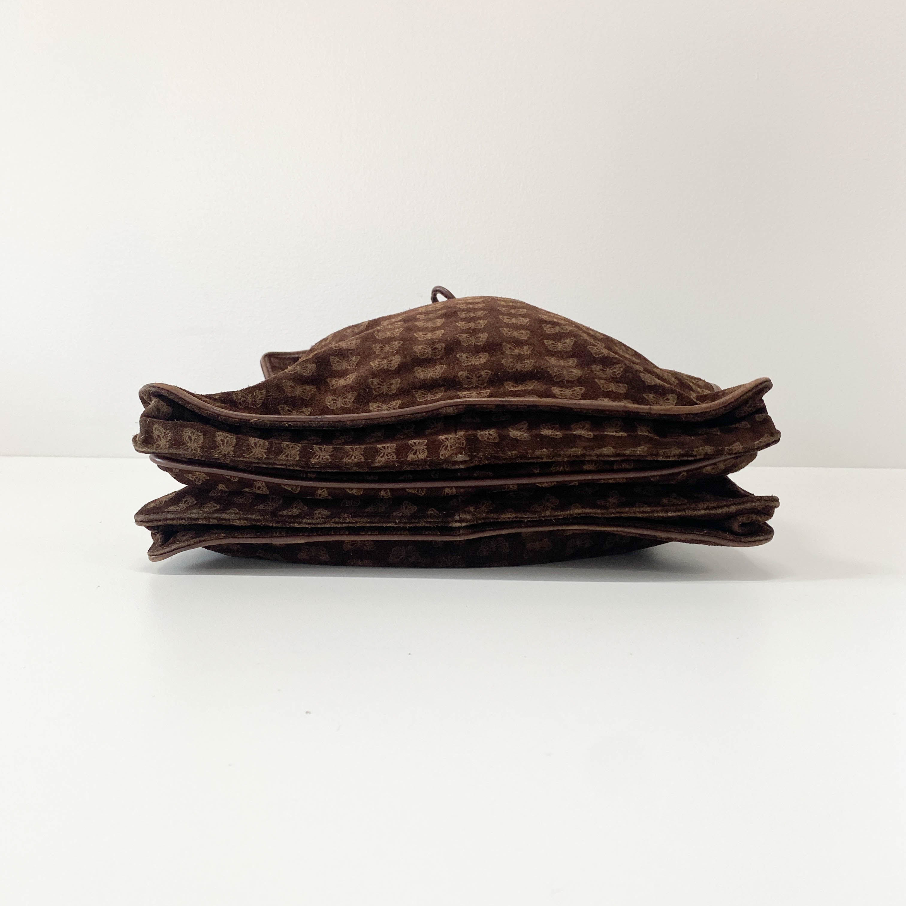 Little Butterflies Print Suede Bag