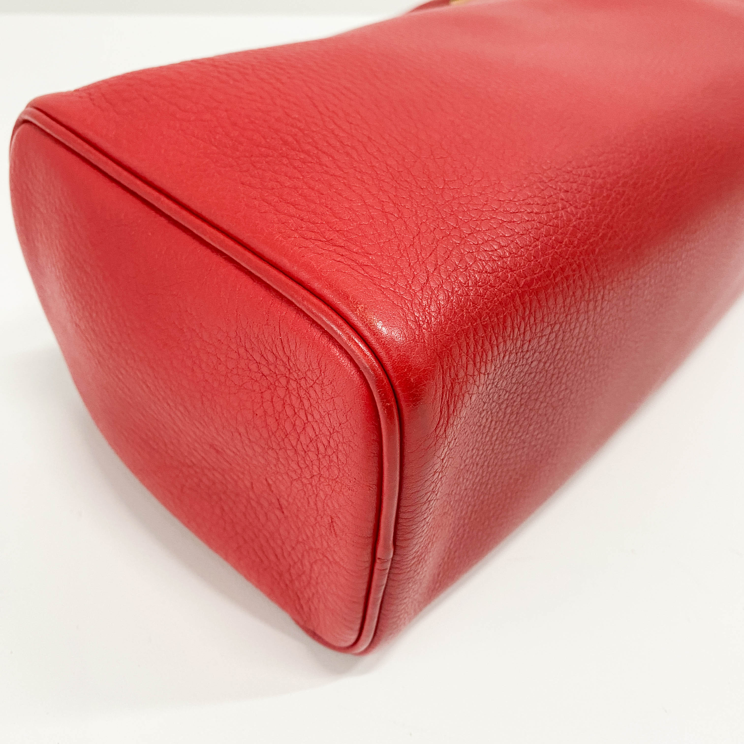 Red Horizontal Leather Shoulder Bag