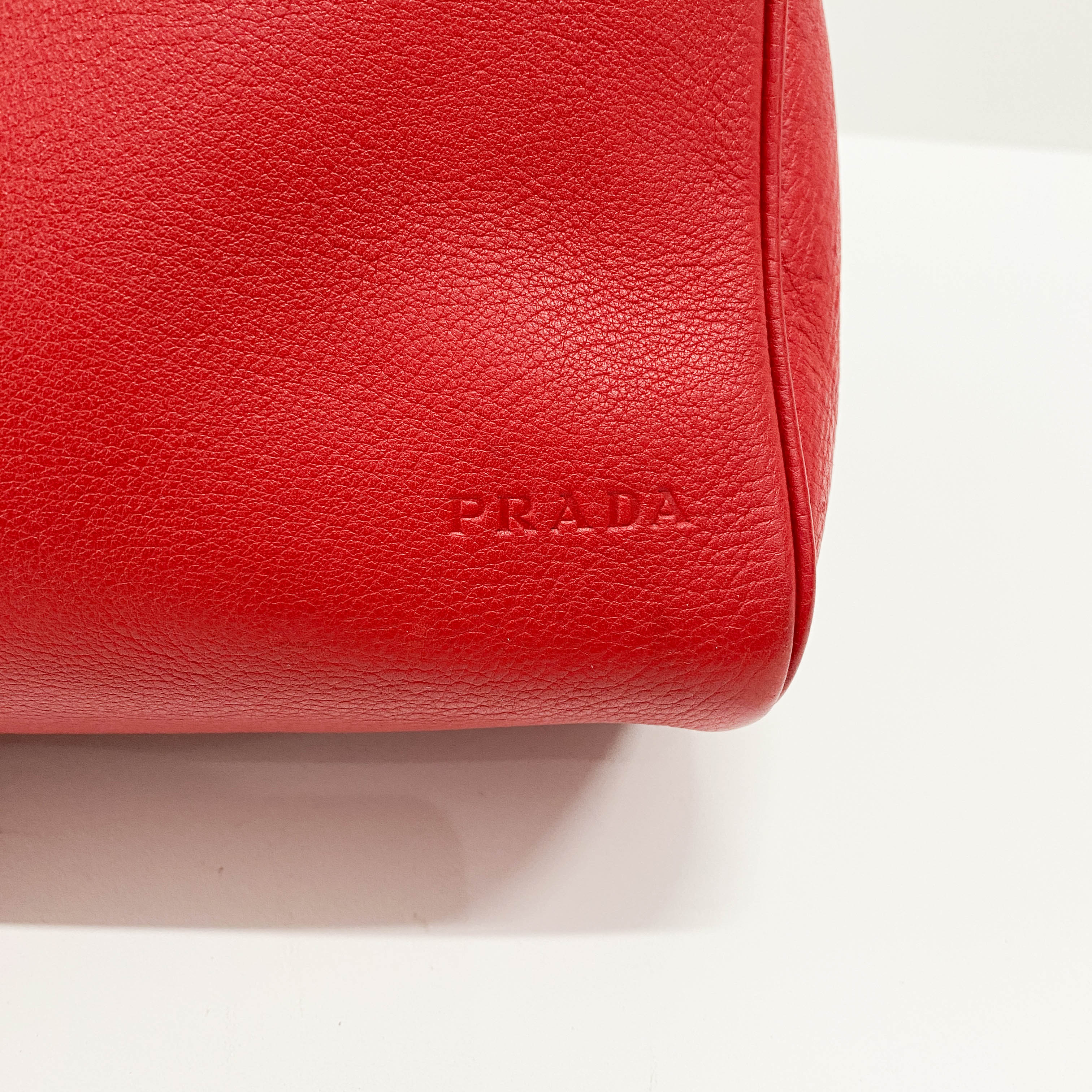 Red Horizontal Leather Shoulder Bag