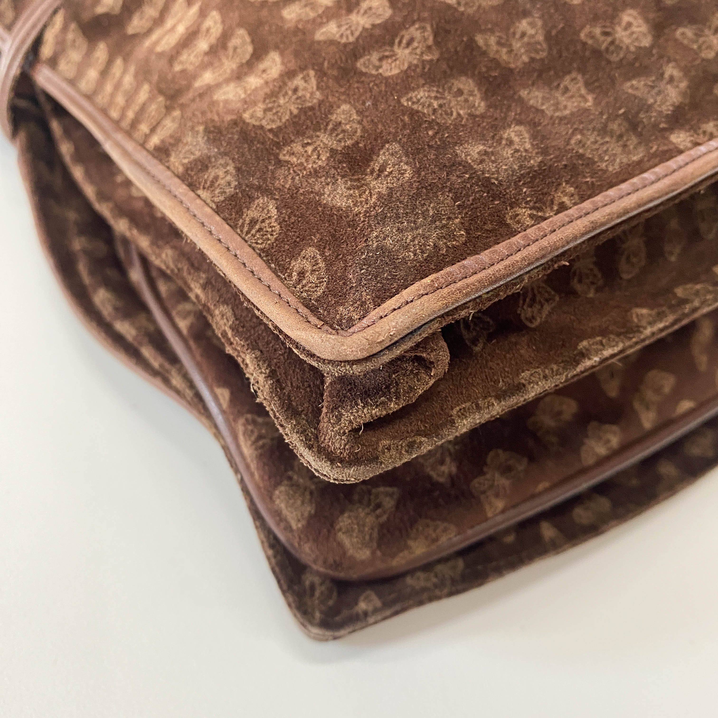 Little Butterflies Print Suede Bag