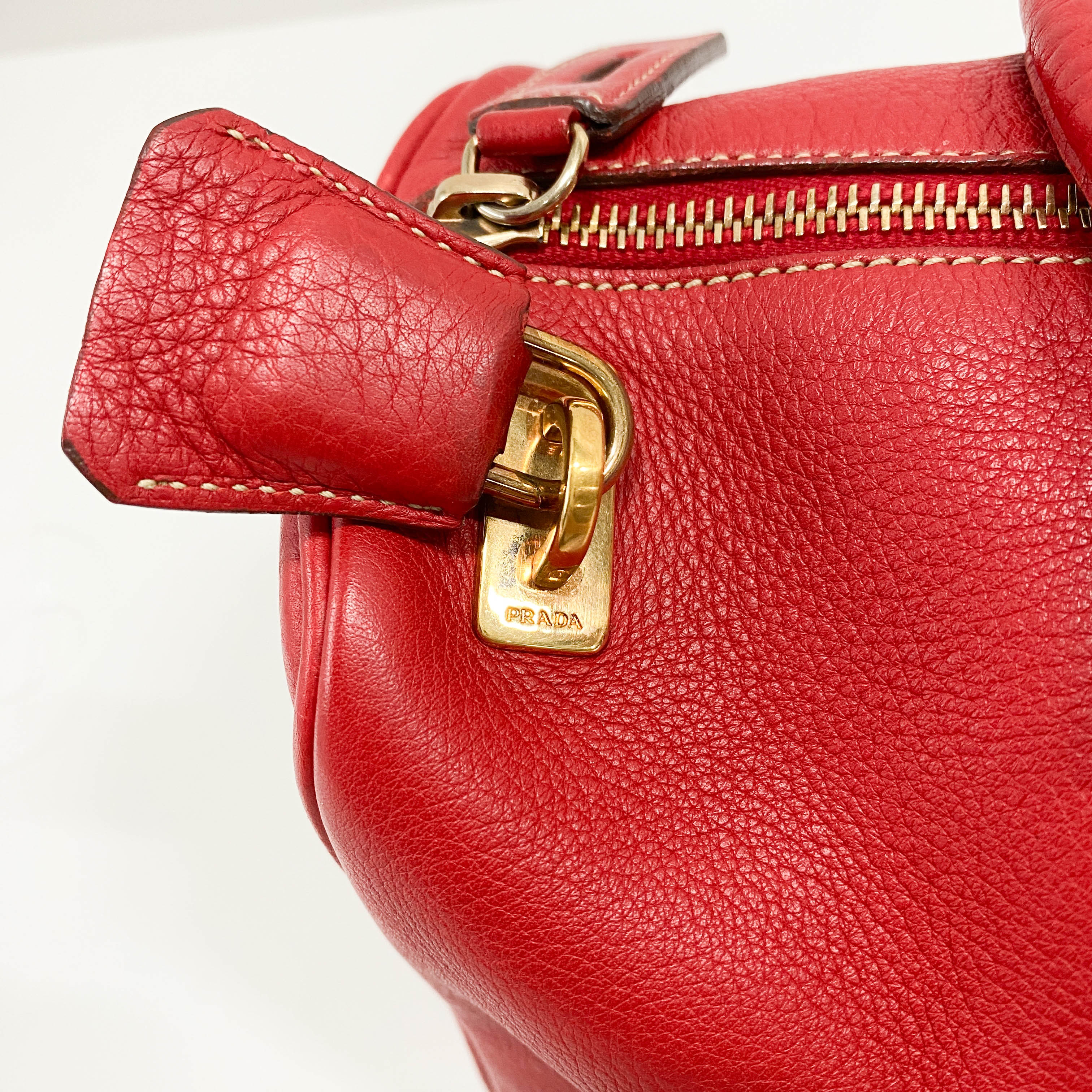 Red Horizontal Leather Shoulder Bag