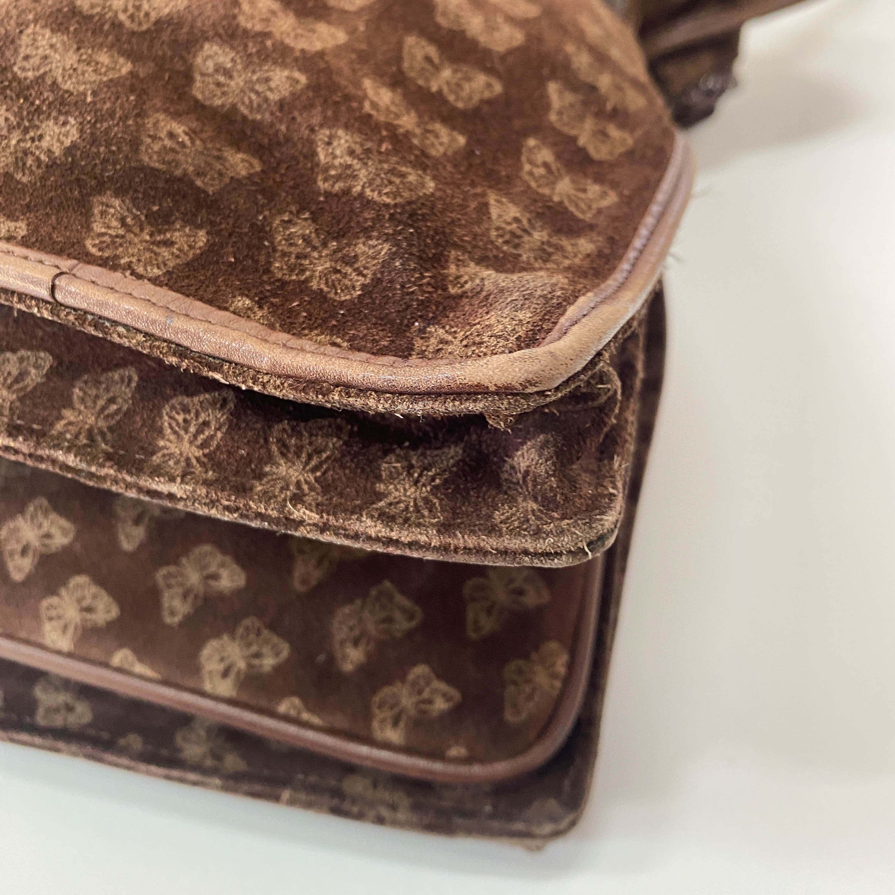 Little Butterflies Print Suede Bag