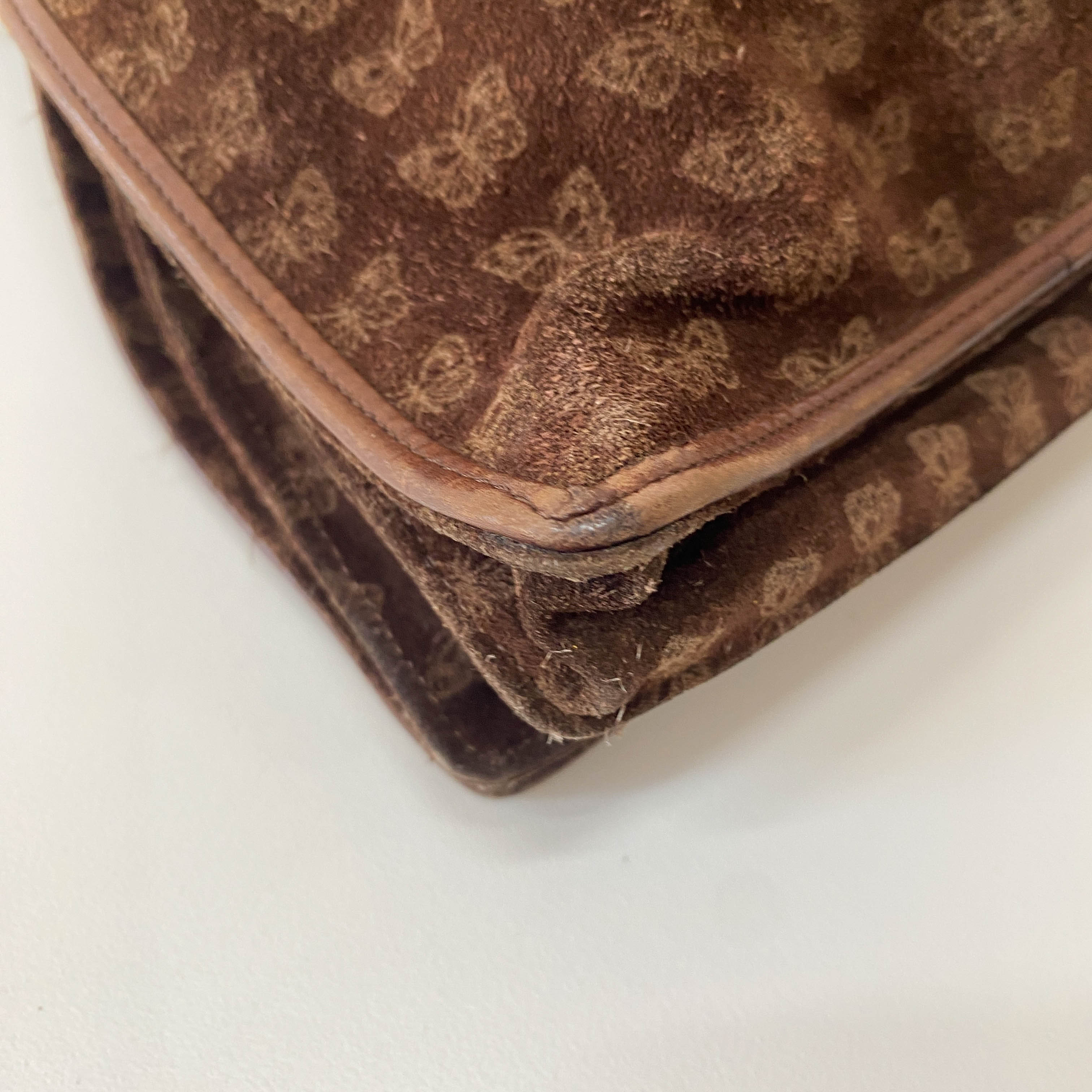 Little Butterflies Print Suede Bag