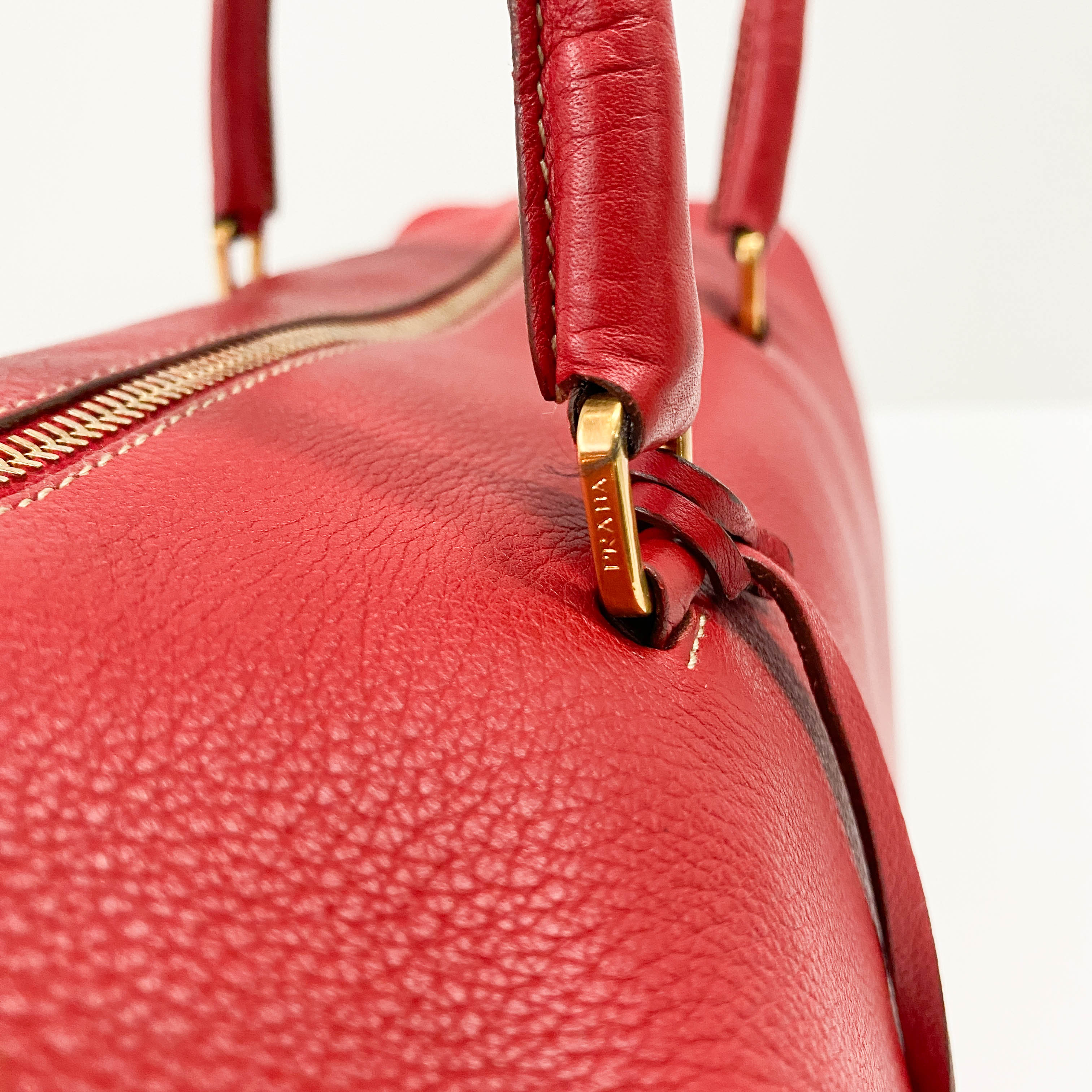 Red Horizontal Leather Shoulder Bag