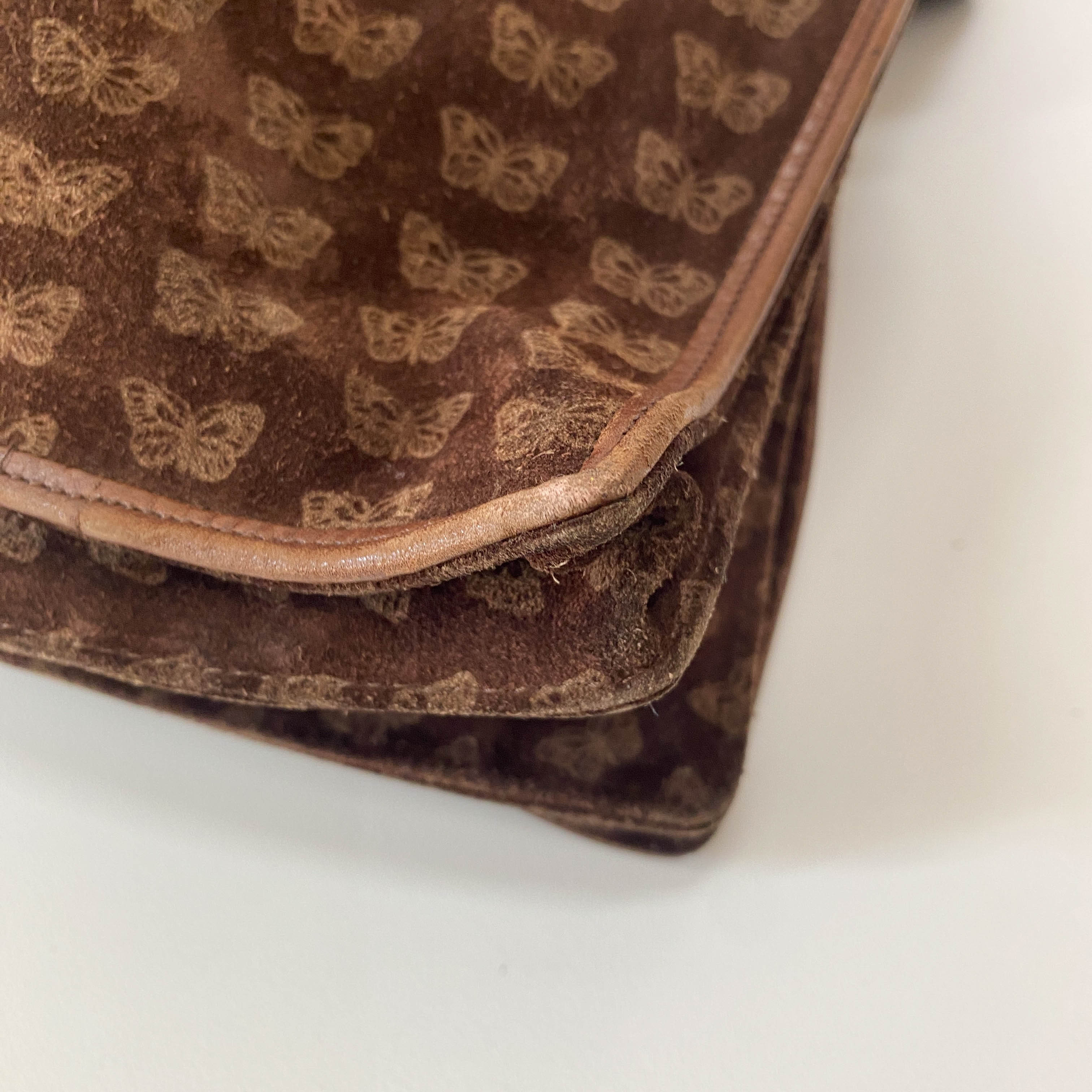 Little Butterflies Print Suede Bag