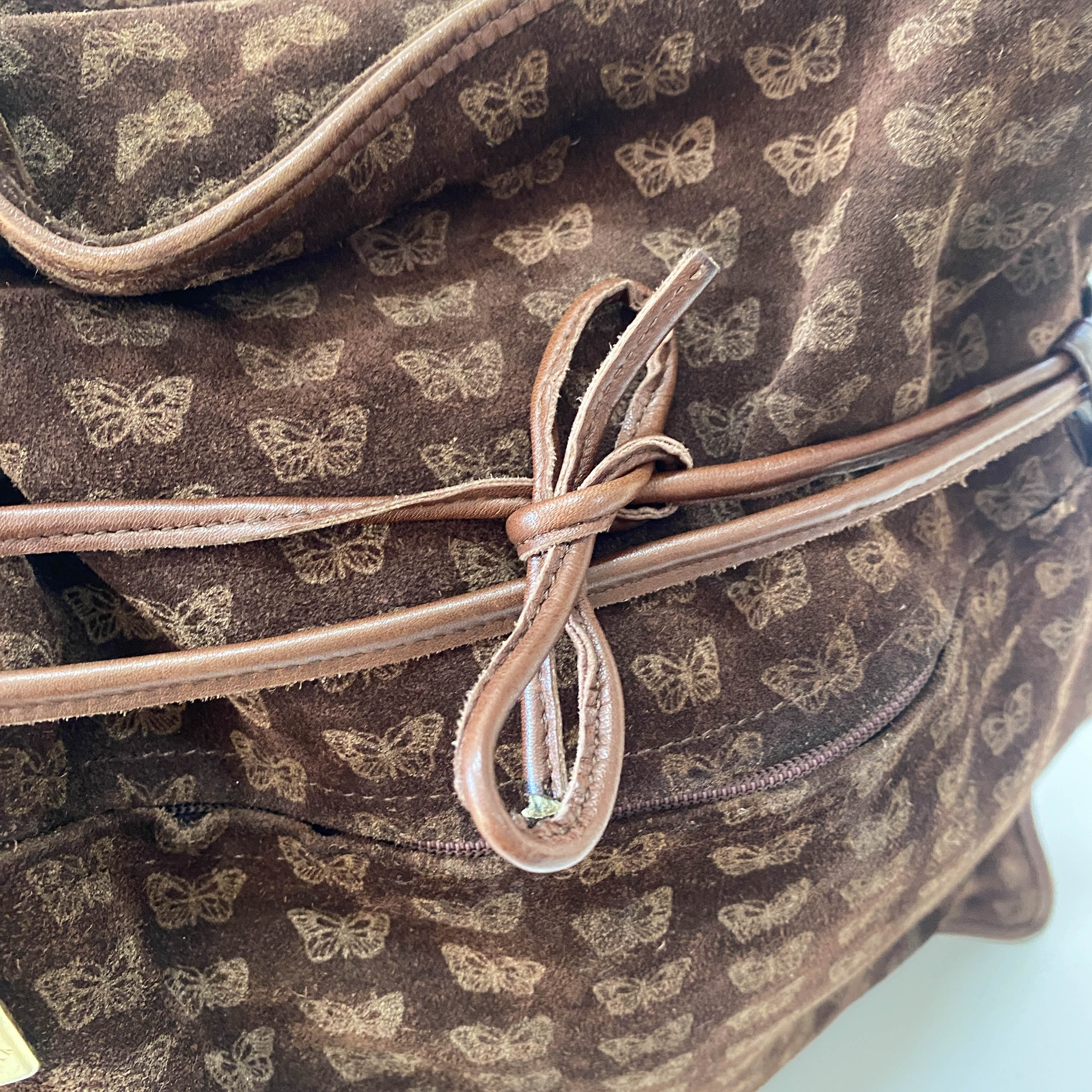 Little Butterflies Print Suede Bag