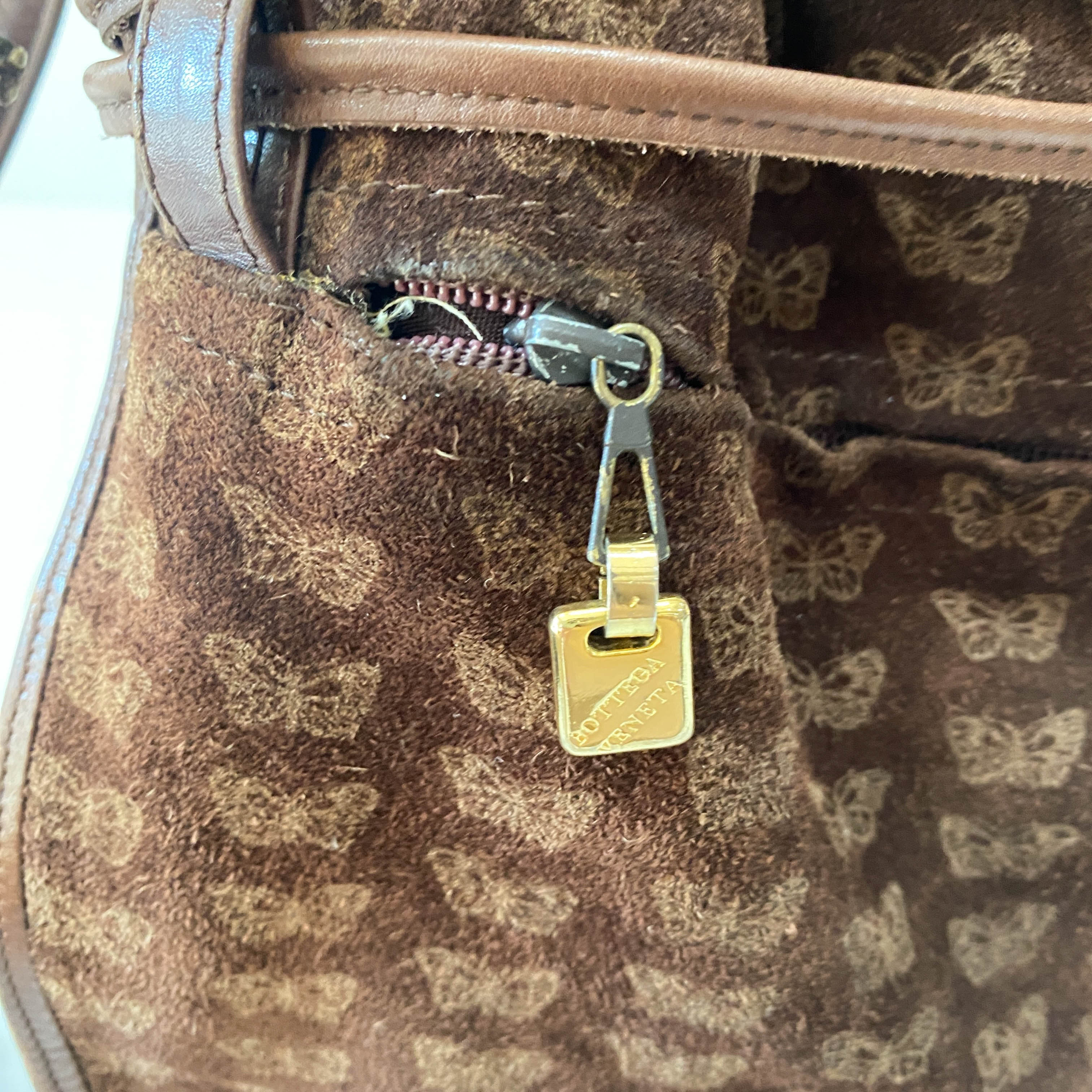 Little Butterflies Print Suede Bag