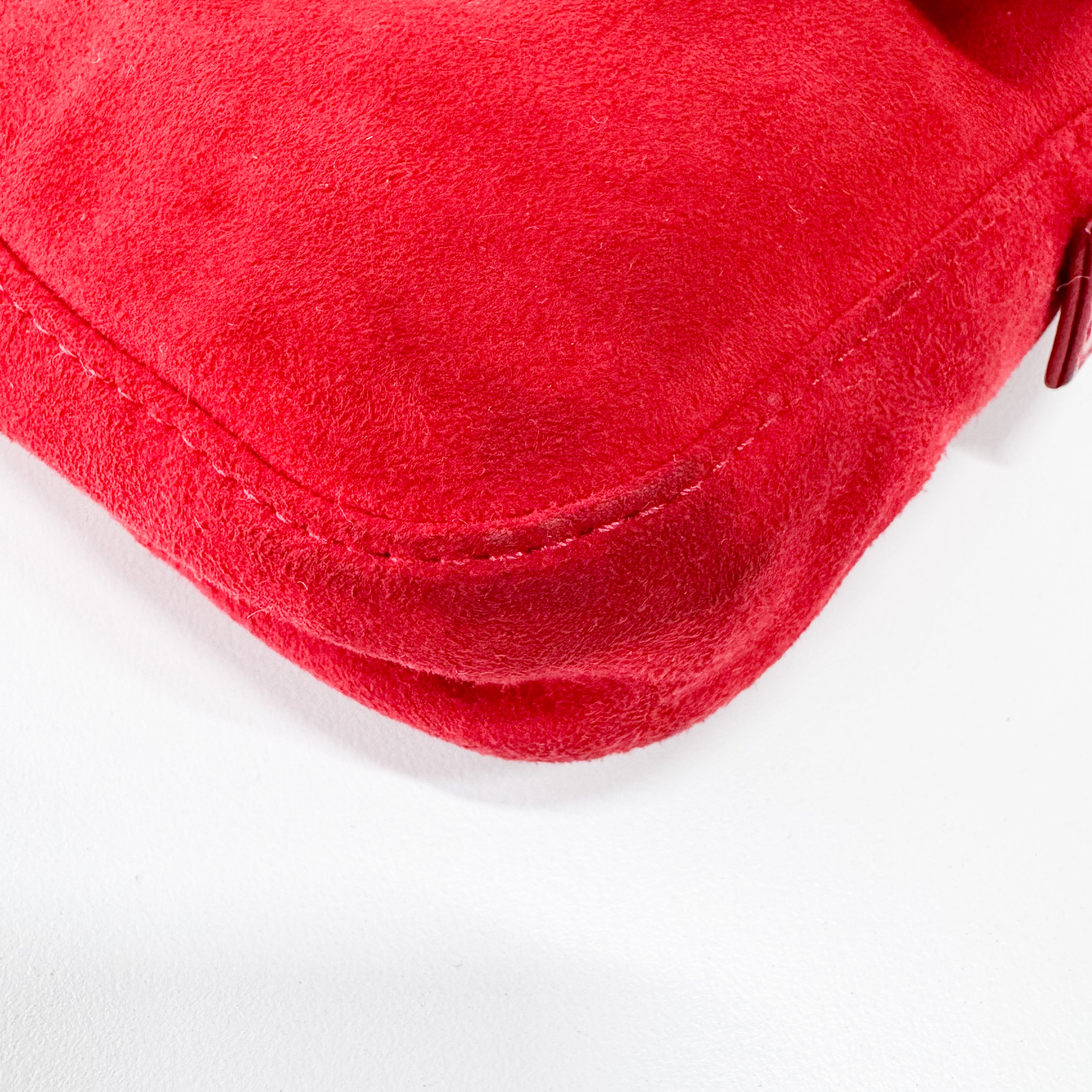Baguette Red Suede Shoulder Bag