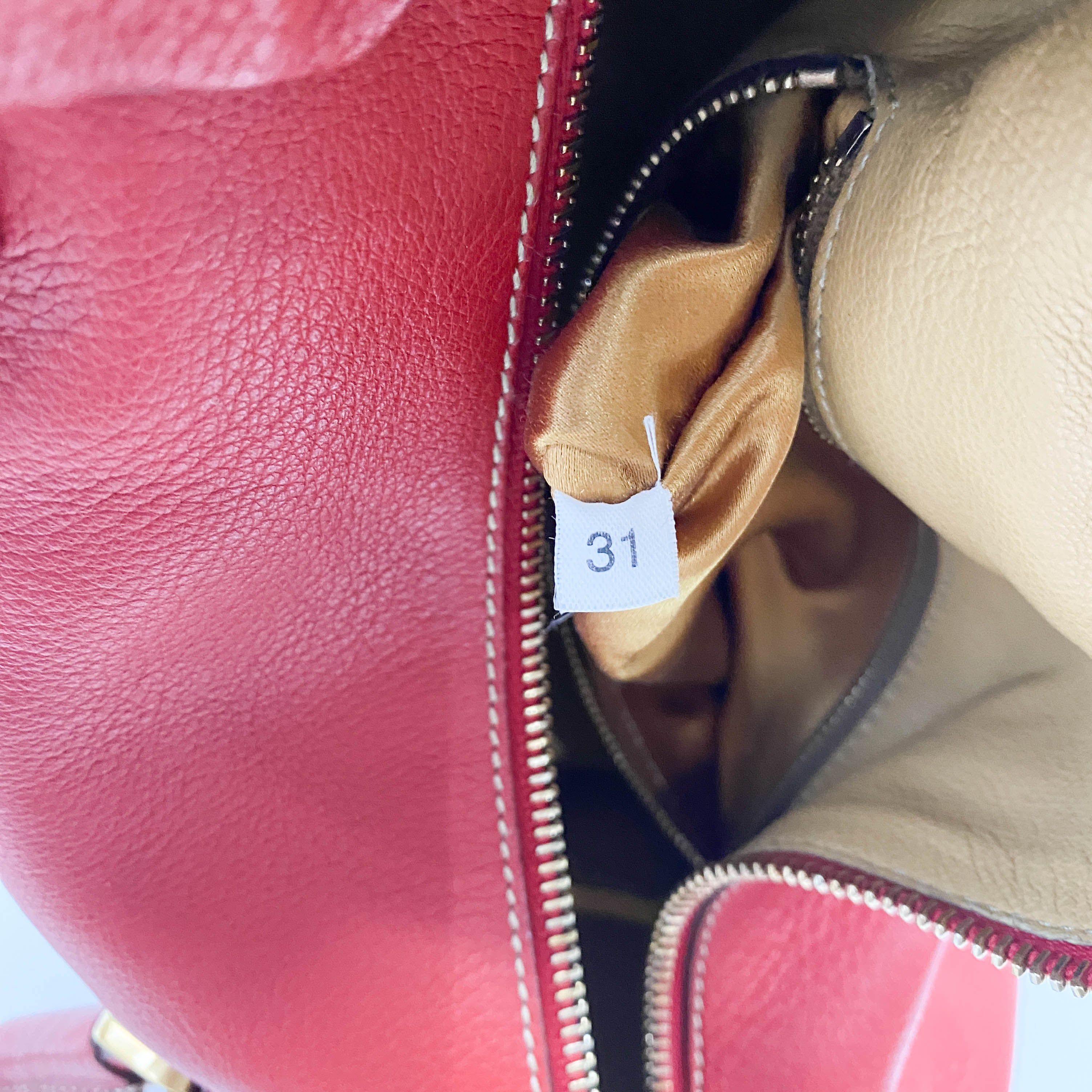 Red Horizontal Leather Shoulder Bag