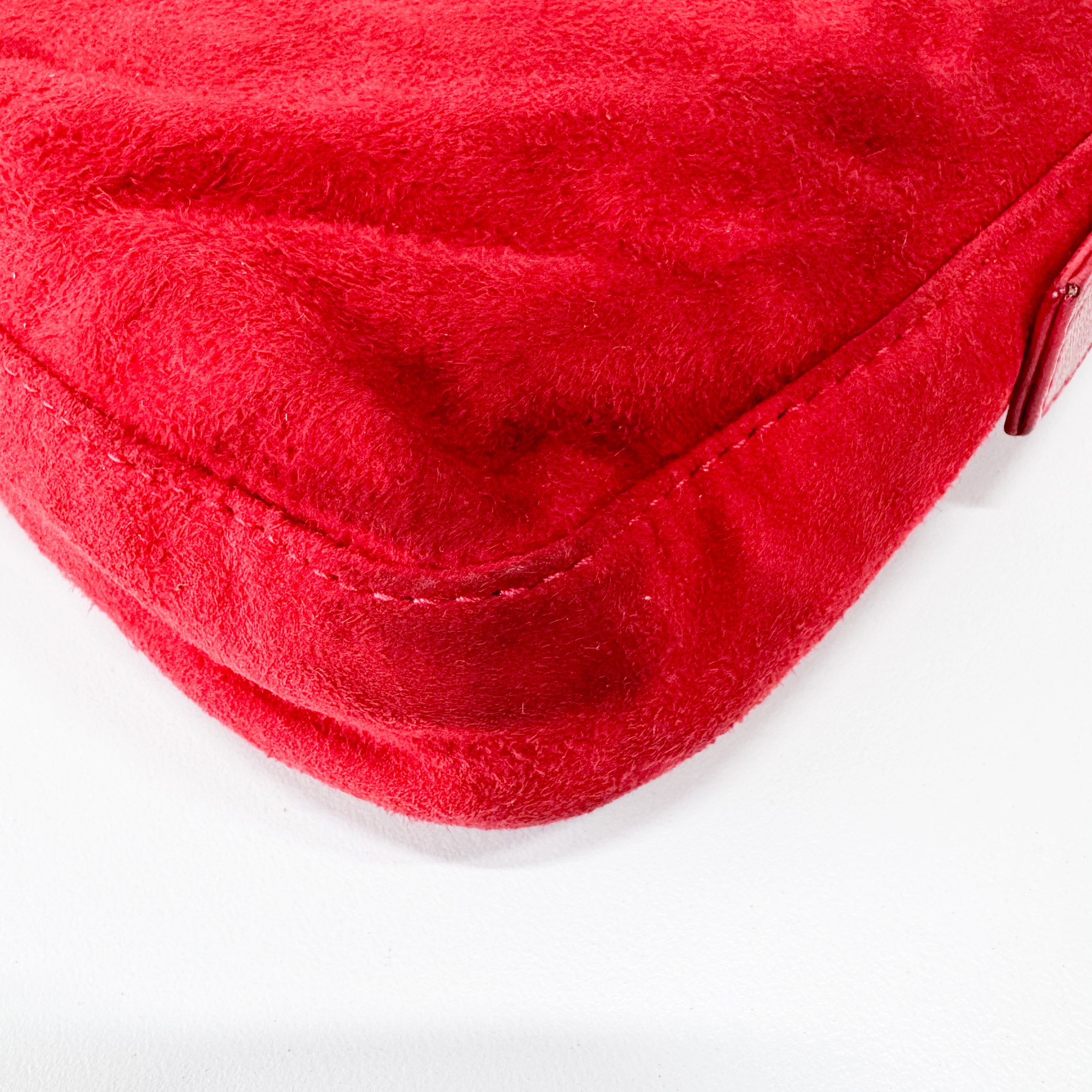 Baguette Red Suede Shoulder Bag
