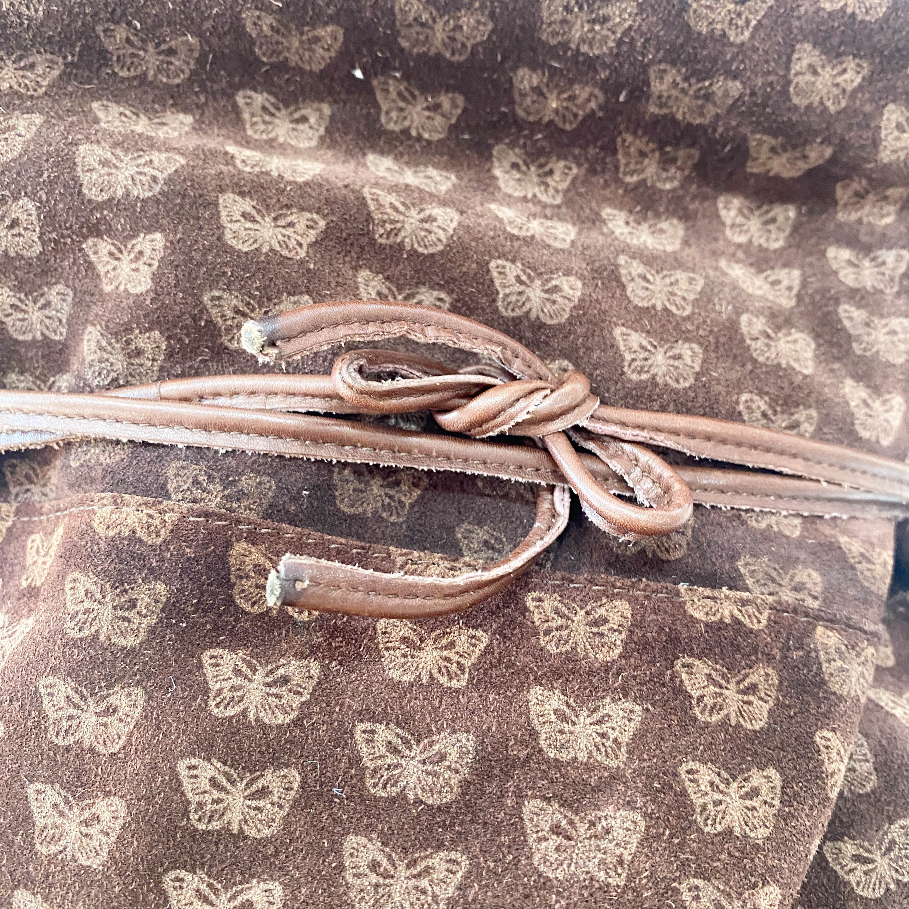 Little Butterflies Print Suede Bag