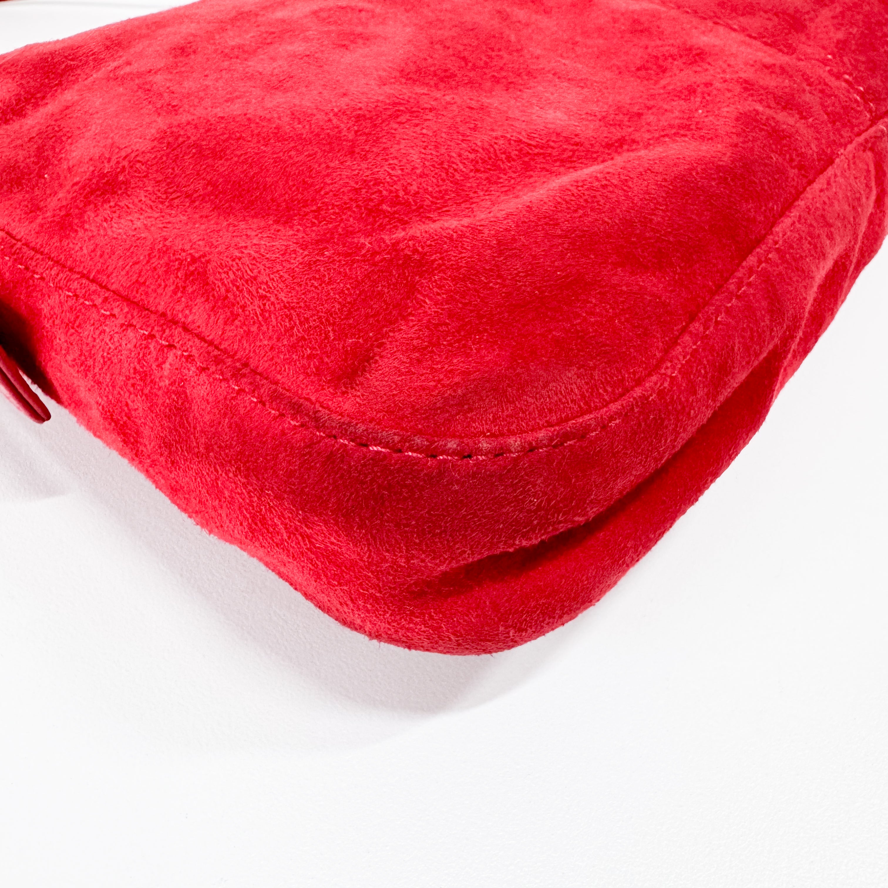 Baguette Red Suede Shoulder Bag