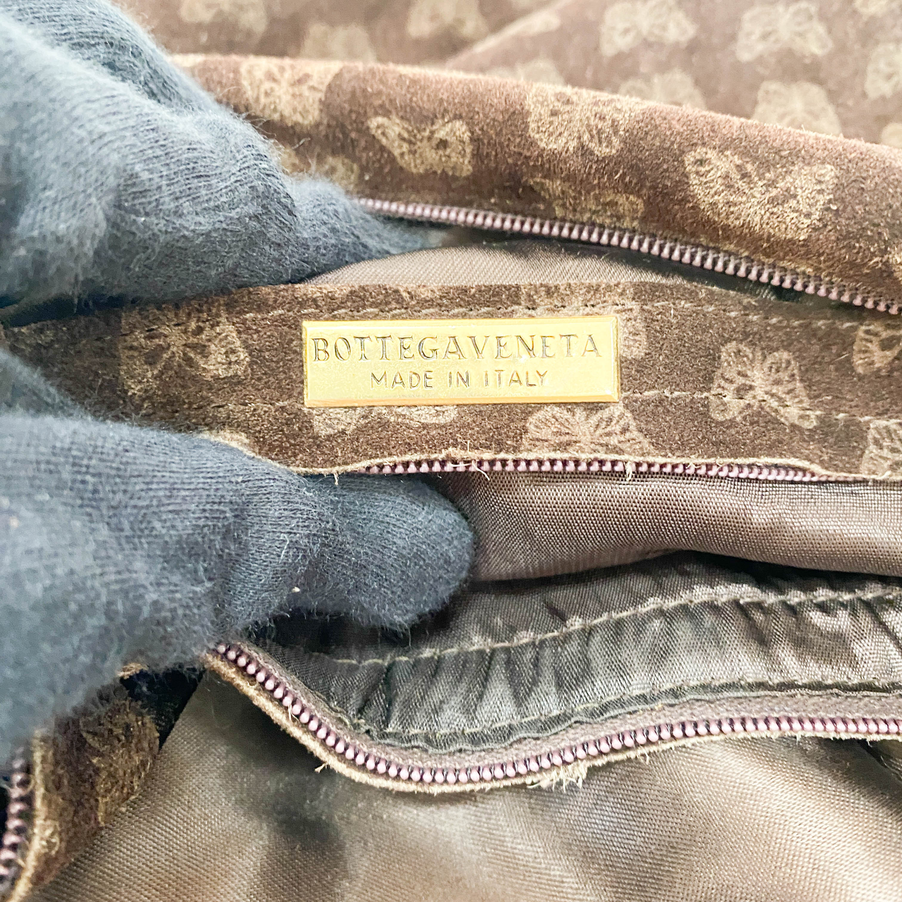 Little Butterflies Print Suede Bag