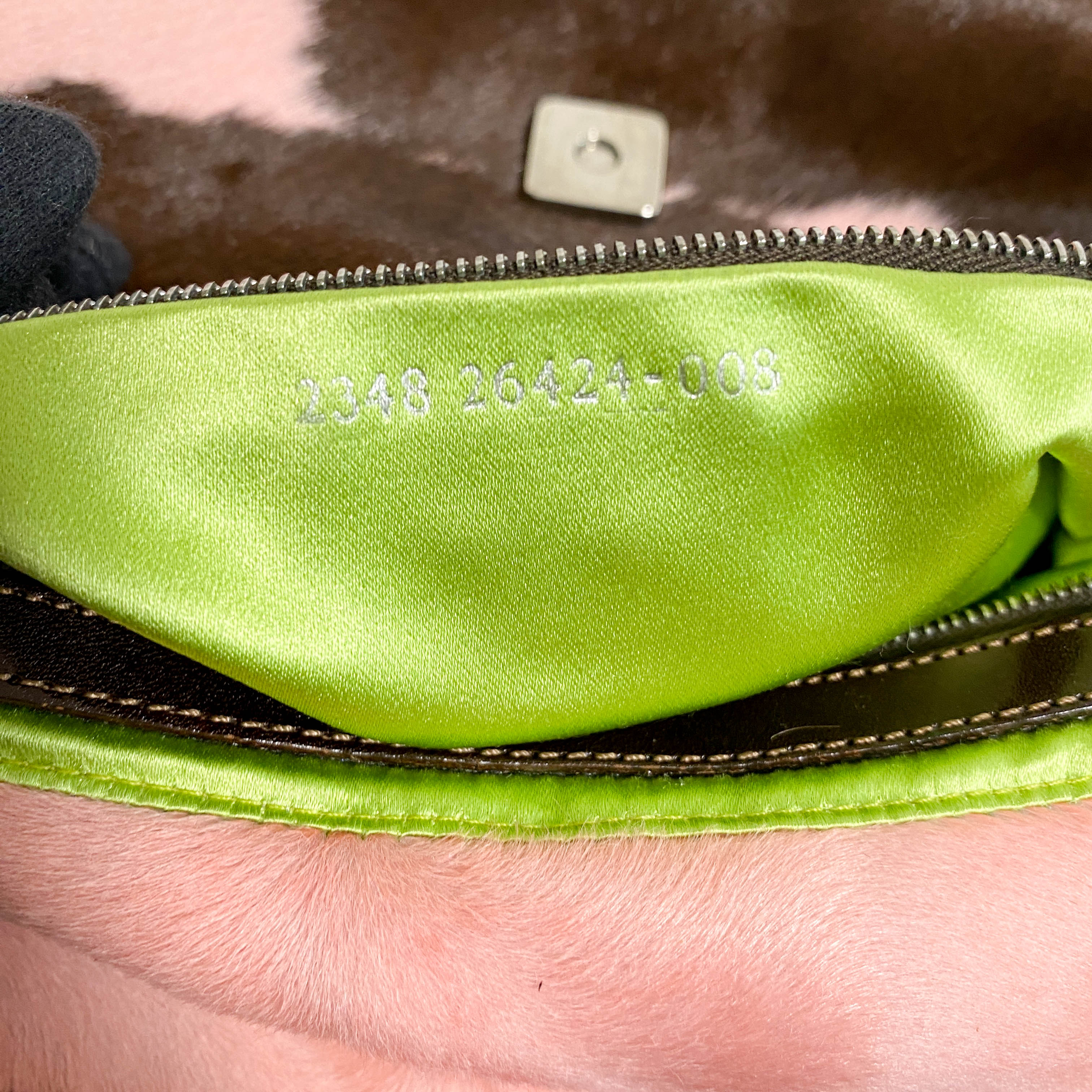 Baguette Cow Printed Pink Pony Hair Shoulder Bag