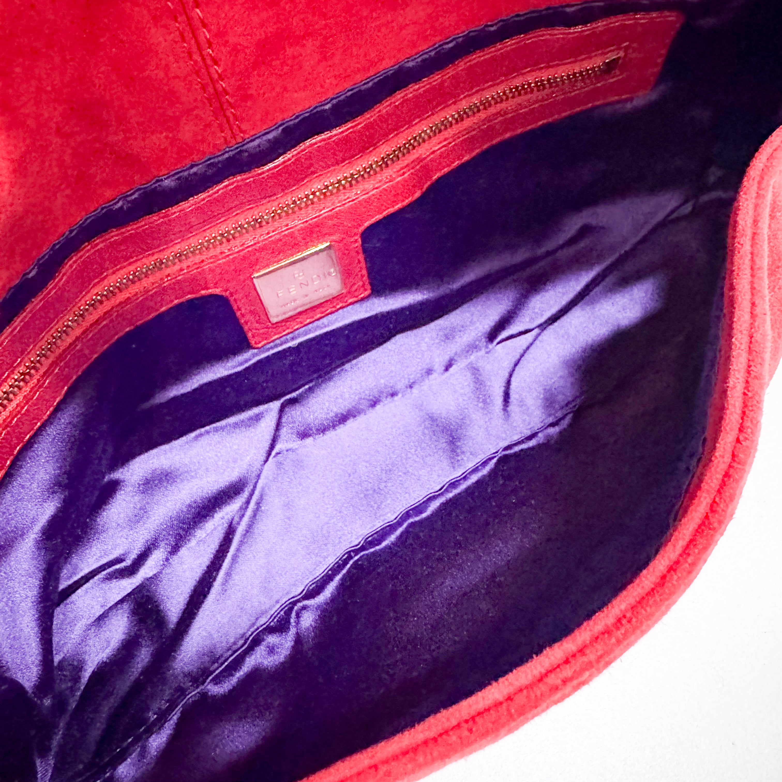 Baguette Red Suede Shoulder Bag