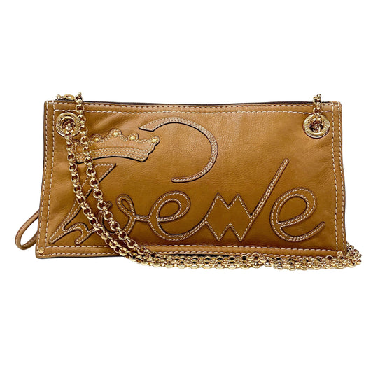 Anagram Brown Leather Shoulder Bag