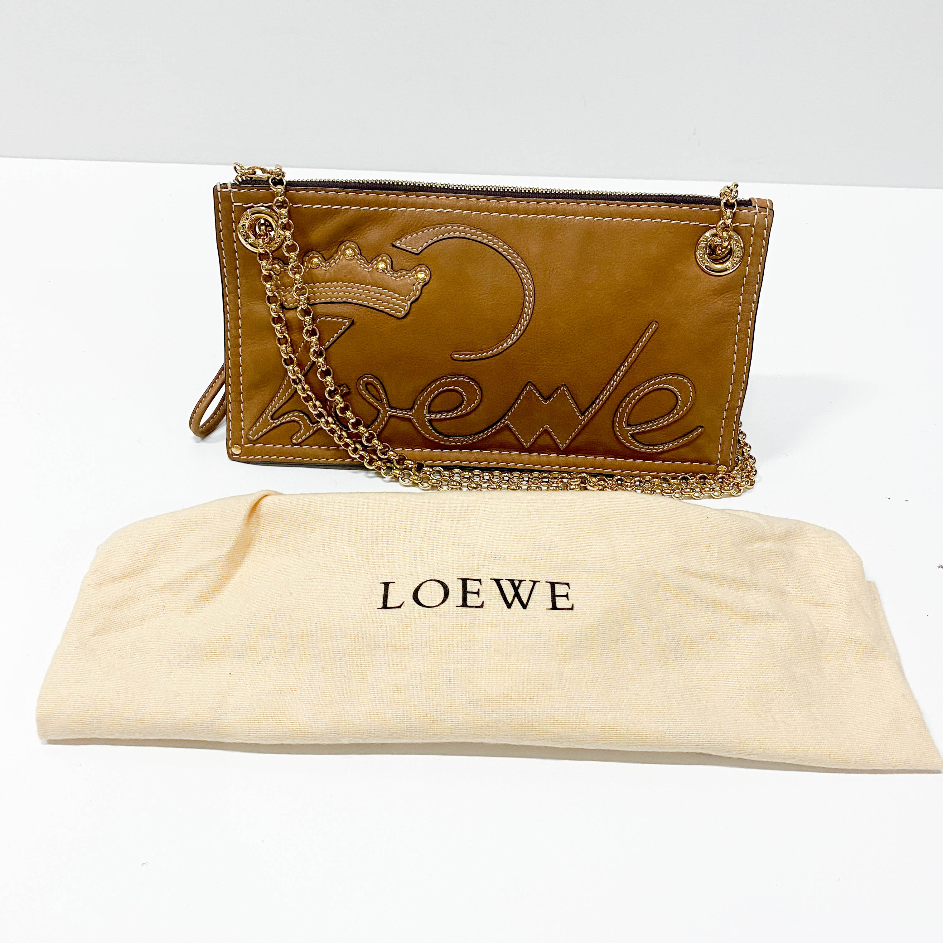 Anagram Brown Leather Shoulder Bag