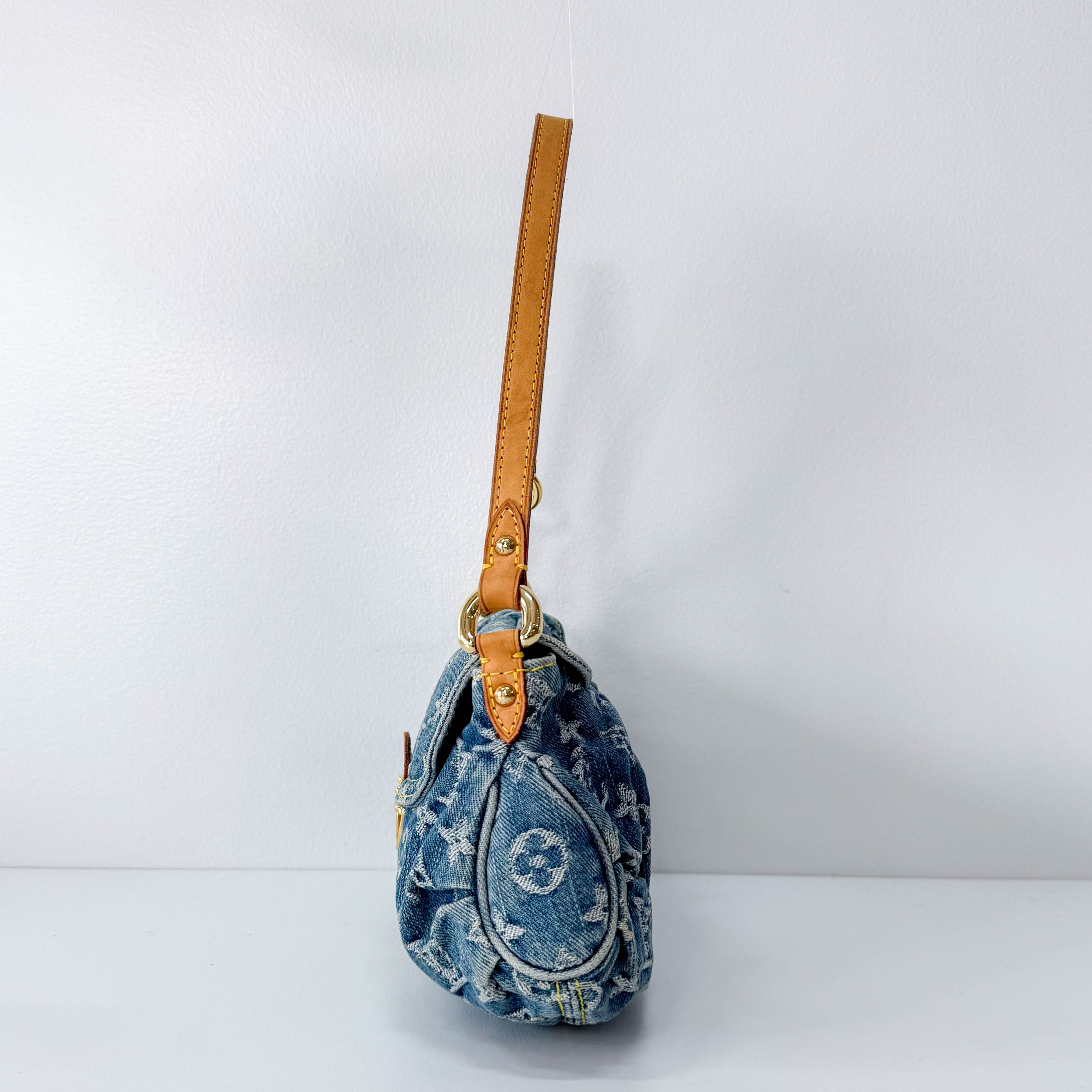 Monogram Blue Denim Mini Pleaty