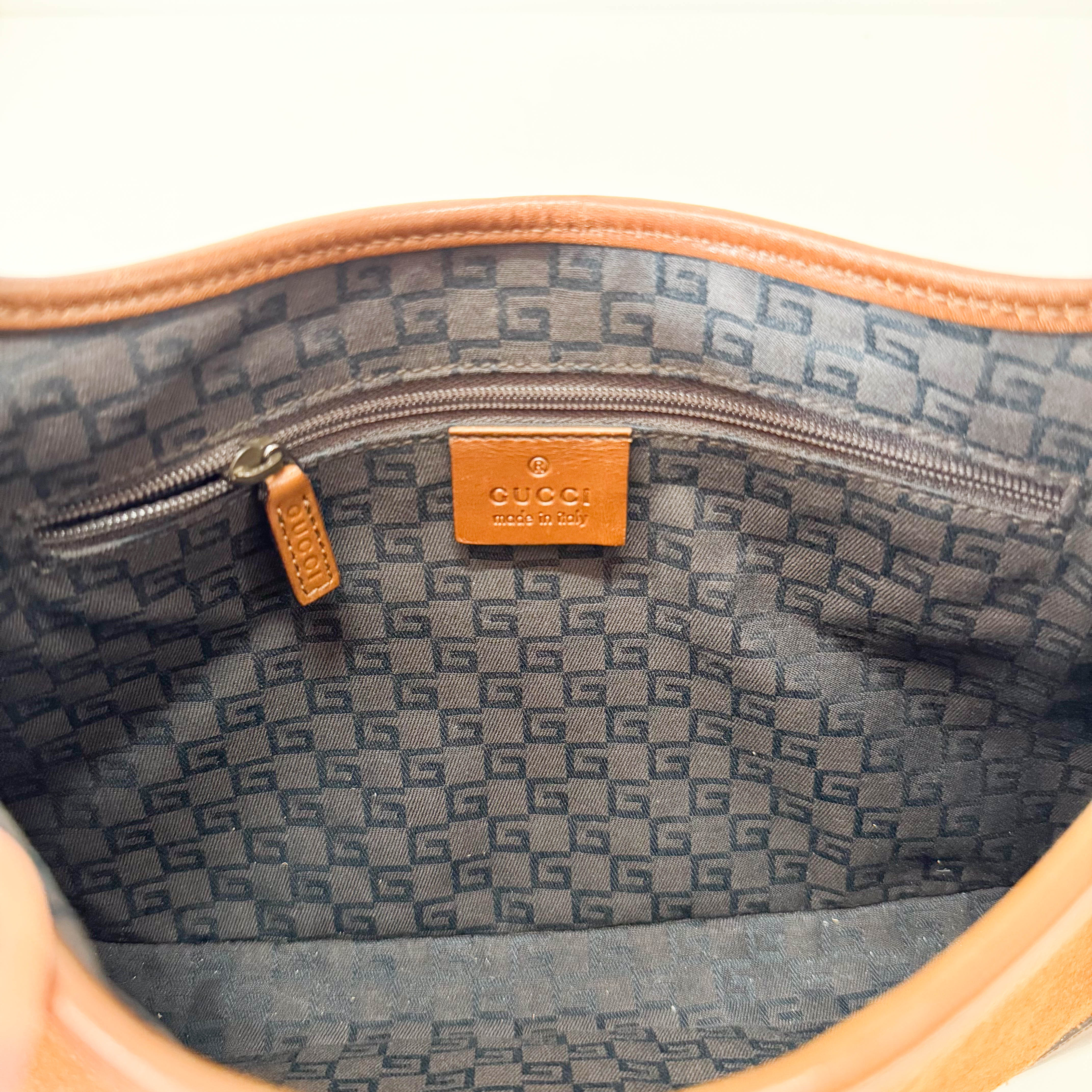 Jackie Mini Ophidia Sherry Line Brown Suede Shoulder Bag