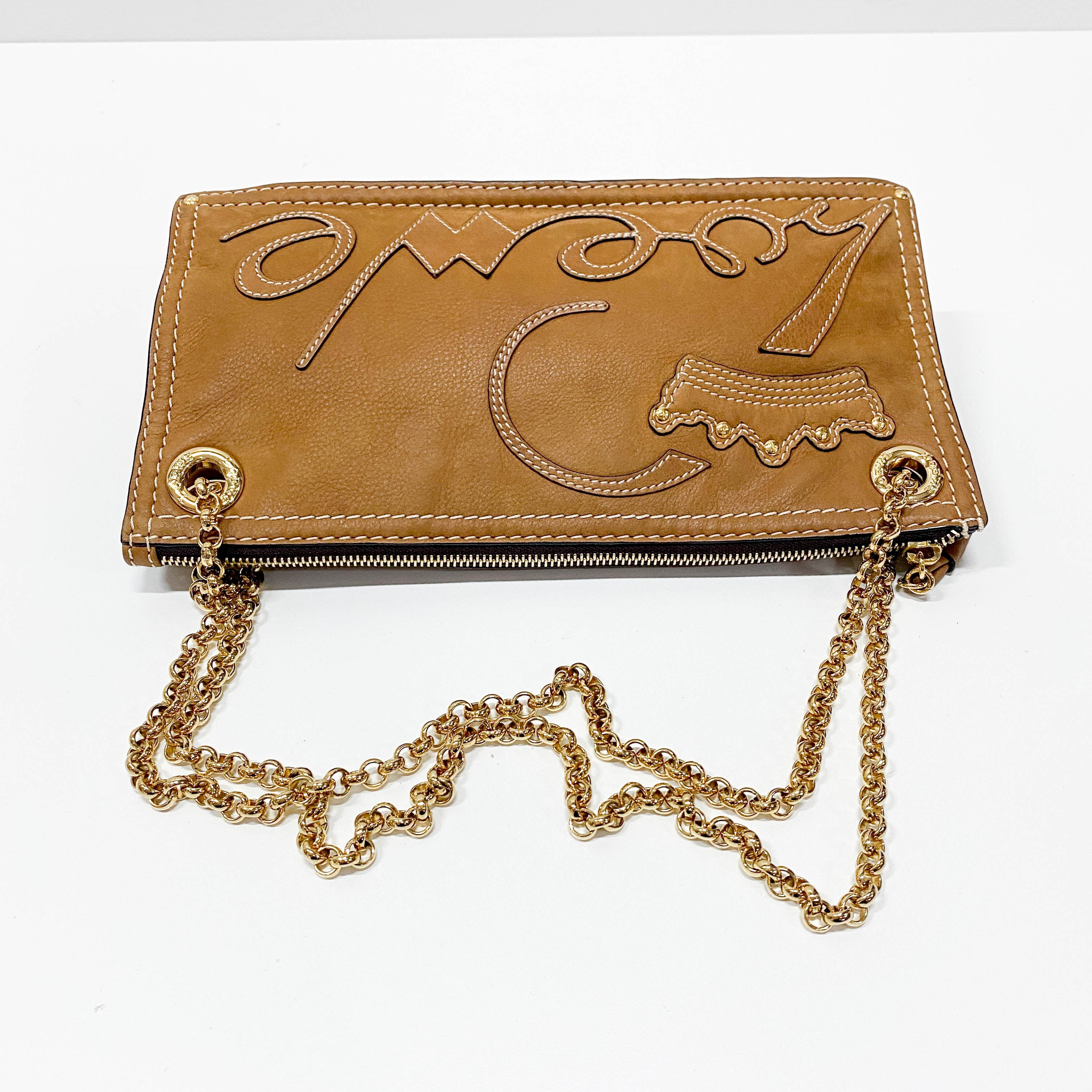 Anagram Brown Leather Shoulder Bag
