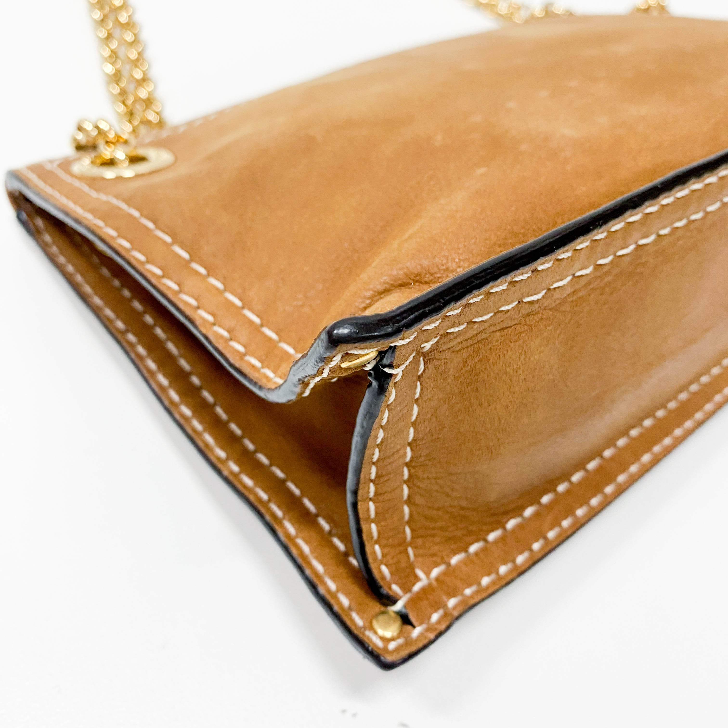 Anagram Brown Leather Shoulder Bag