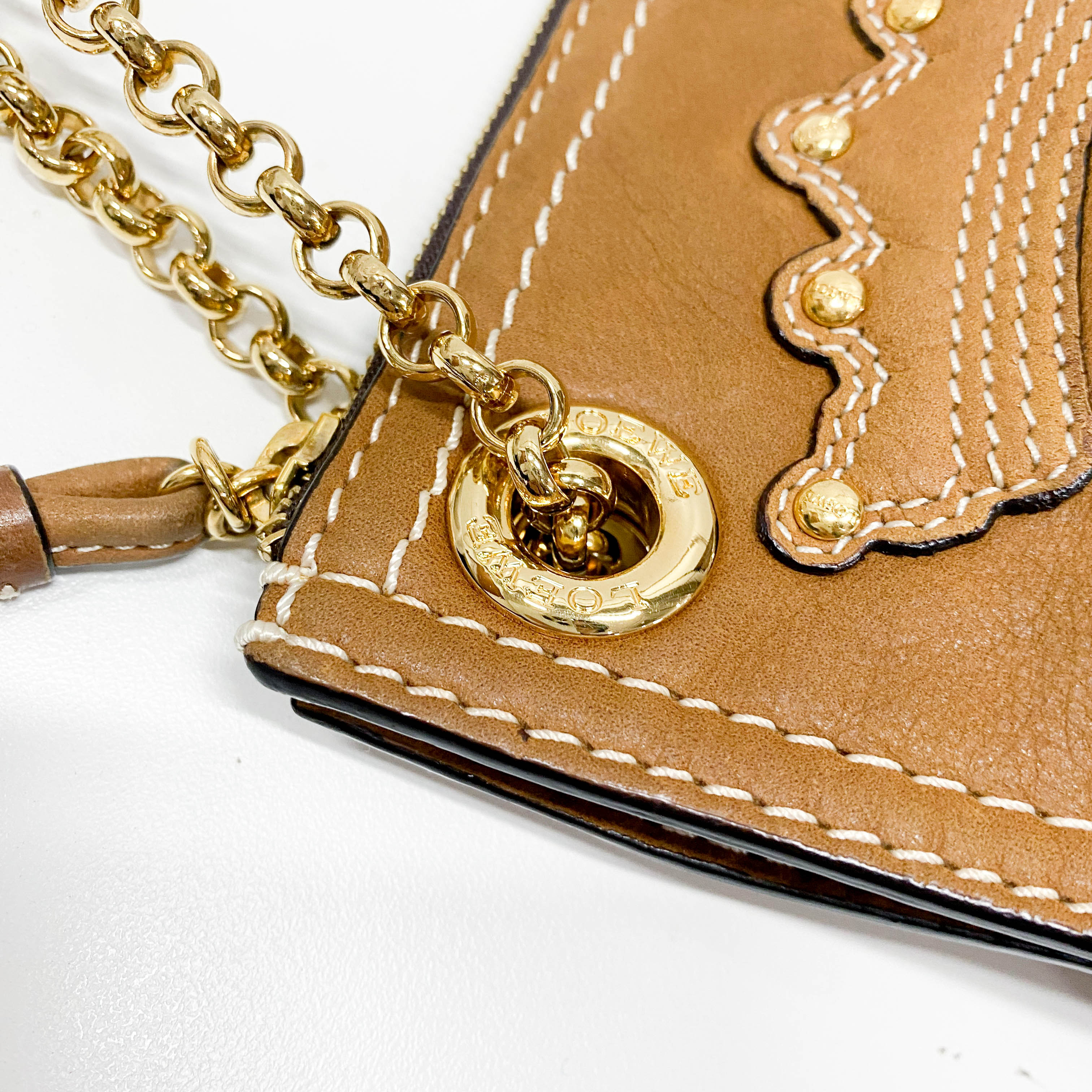 Anagram Brown Leather Shoulder Bag