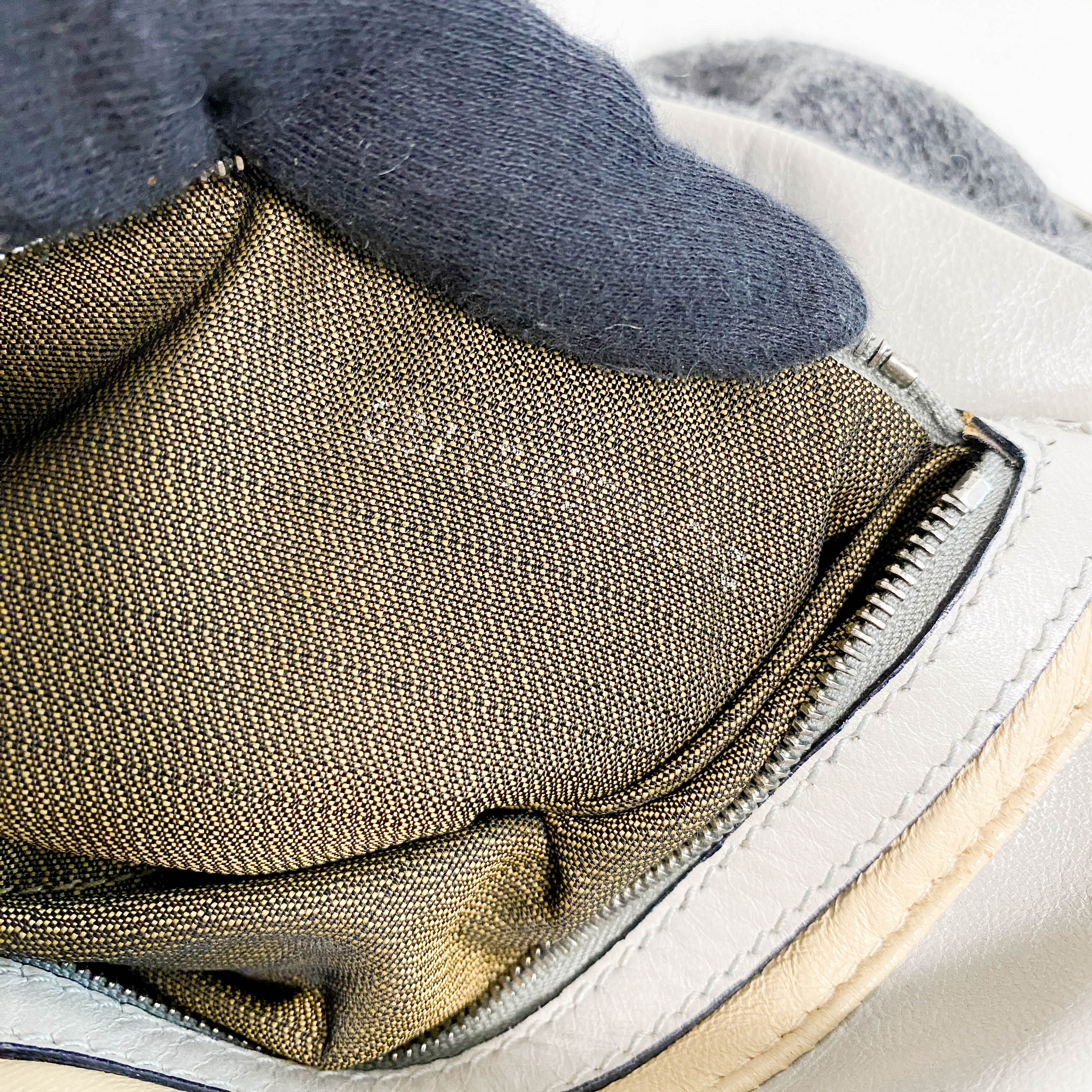 Baguette Grey Cashmere Shoulder Bag with Rhinestone Hardware