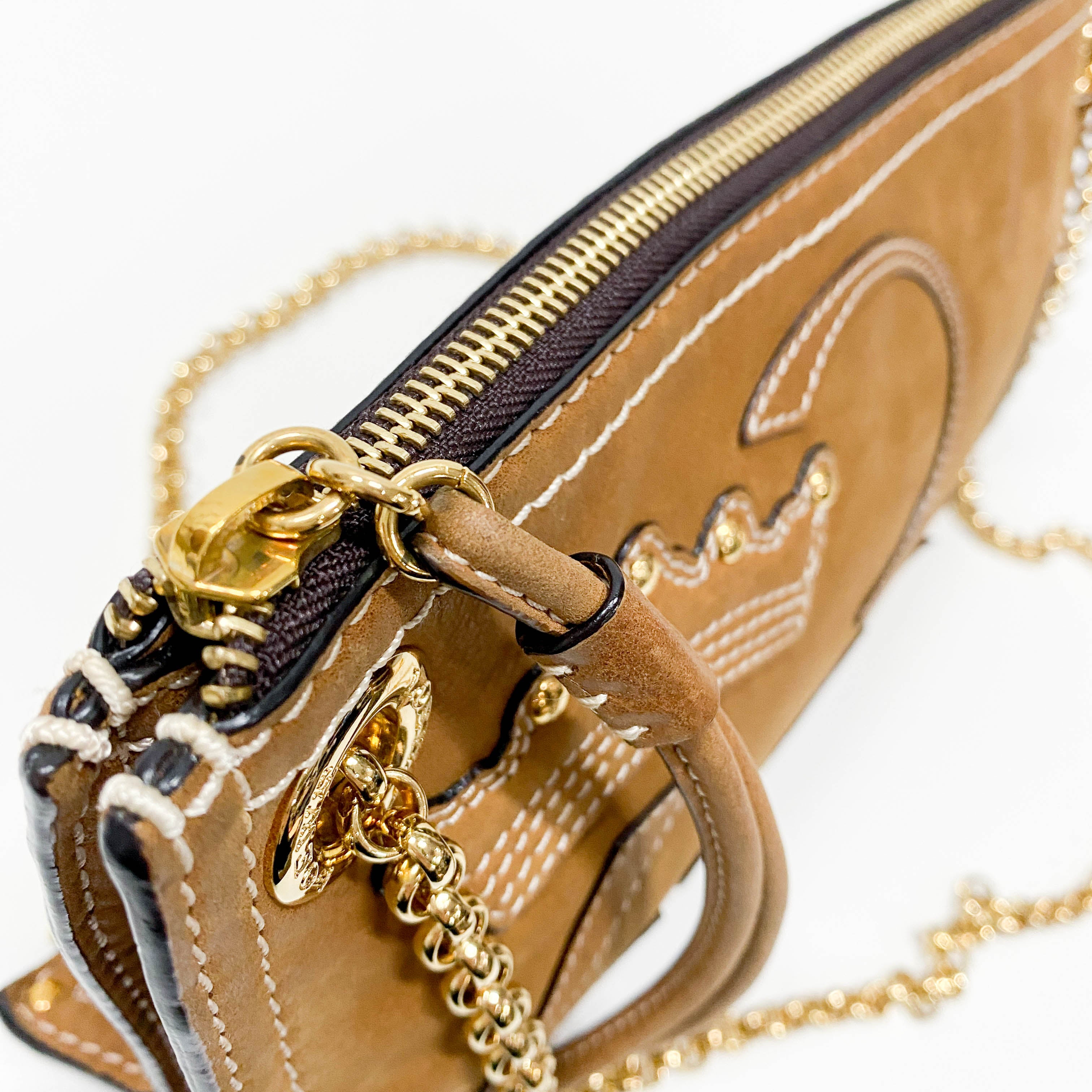 Anagram Brown Leather Shoulder Bag