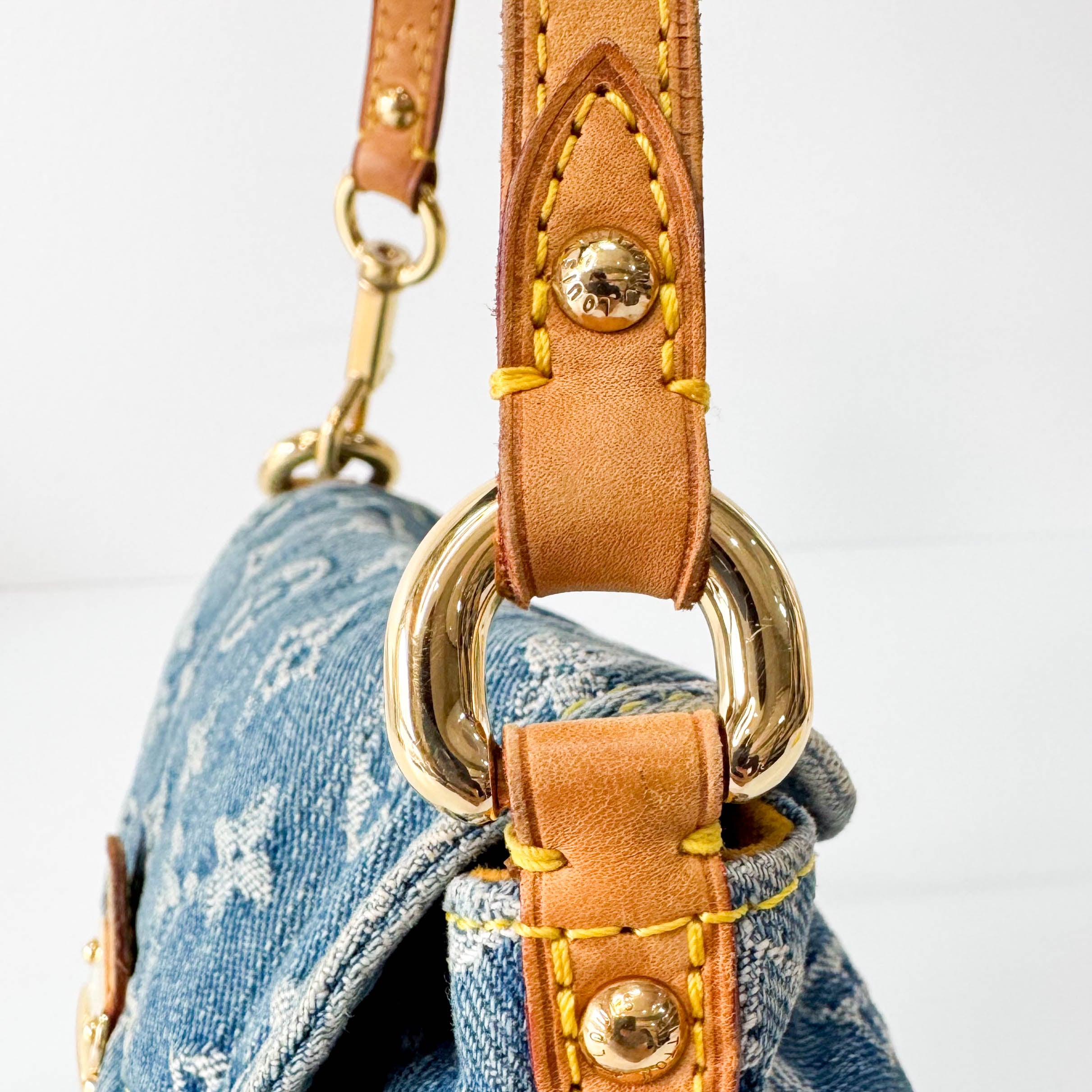 Monogram Blue Denim Mini Pleaty