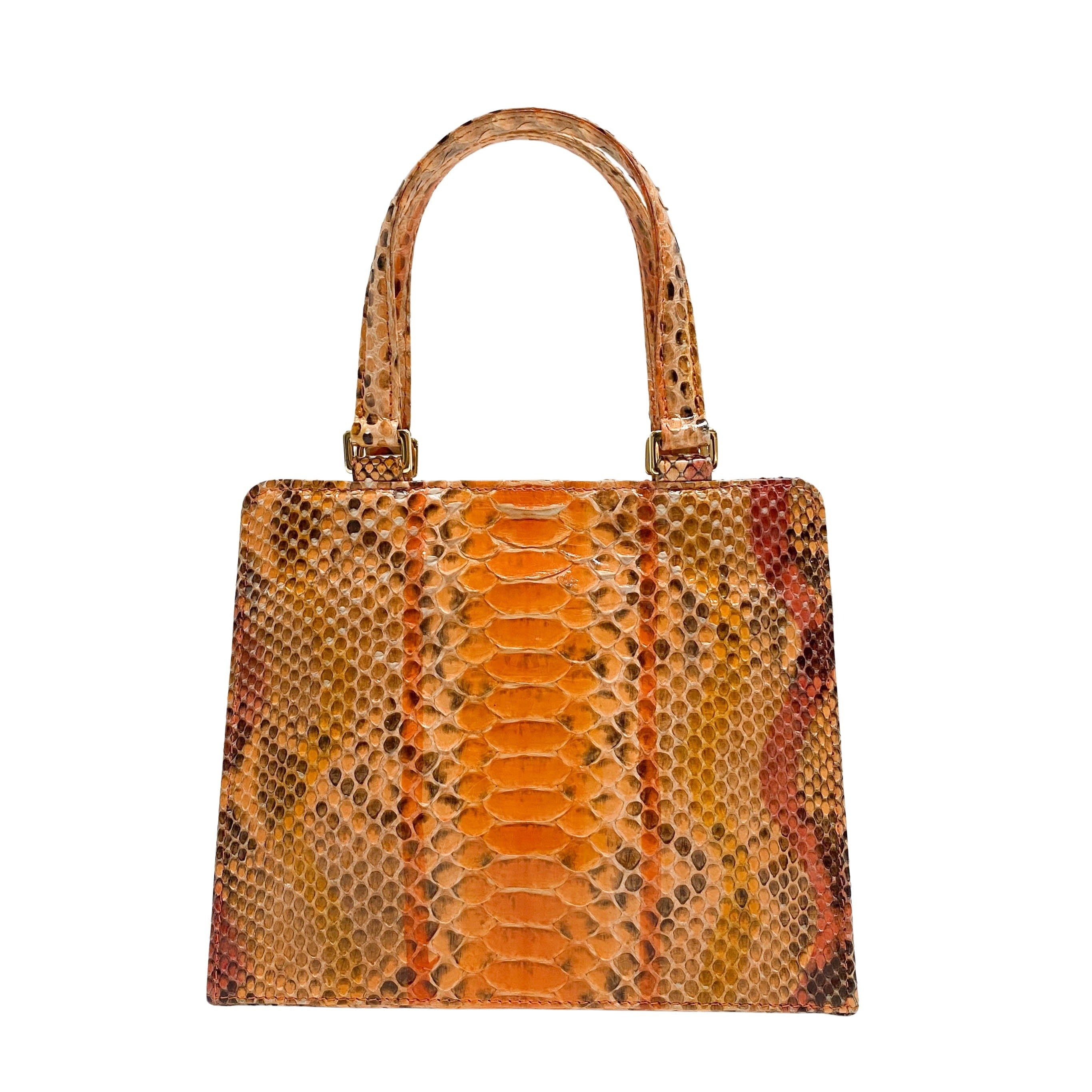 Orange Python Leather Handbag