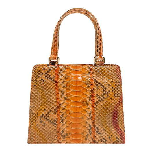 Orange Python Leather Handbag
