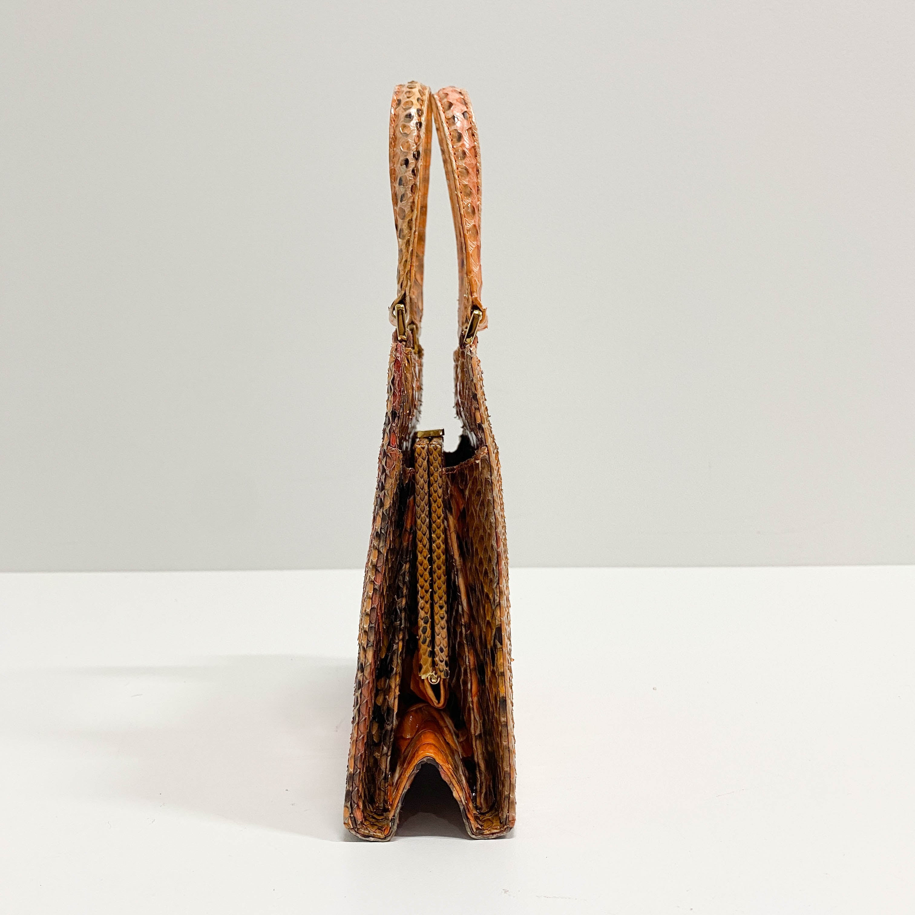 Orange Python Leather Handbag