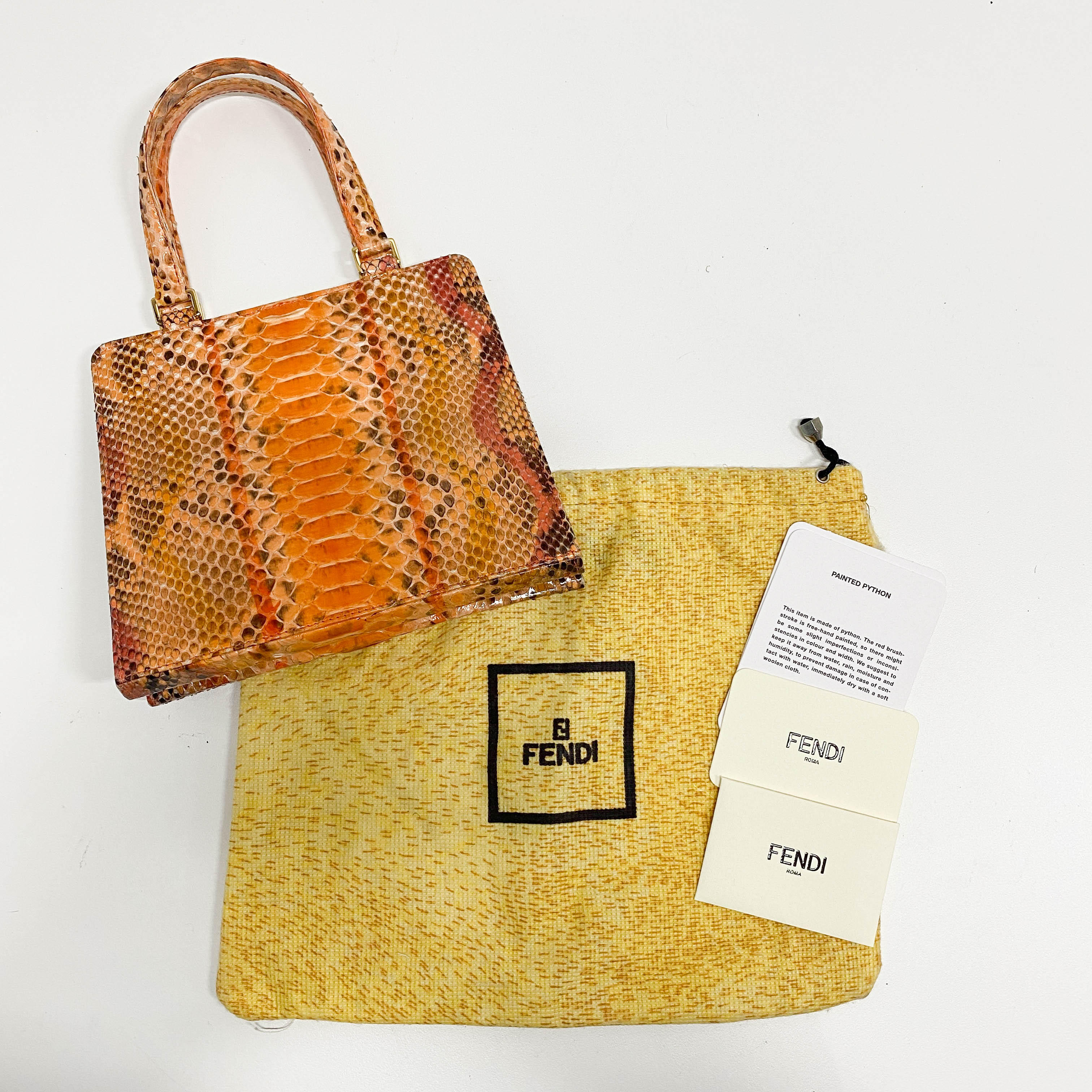 Orange Python Leather Handbag