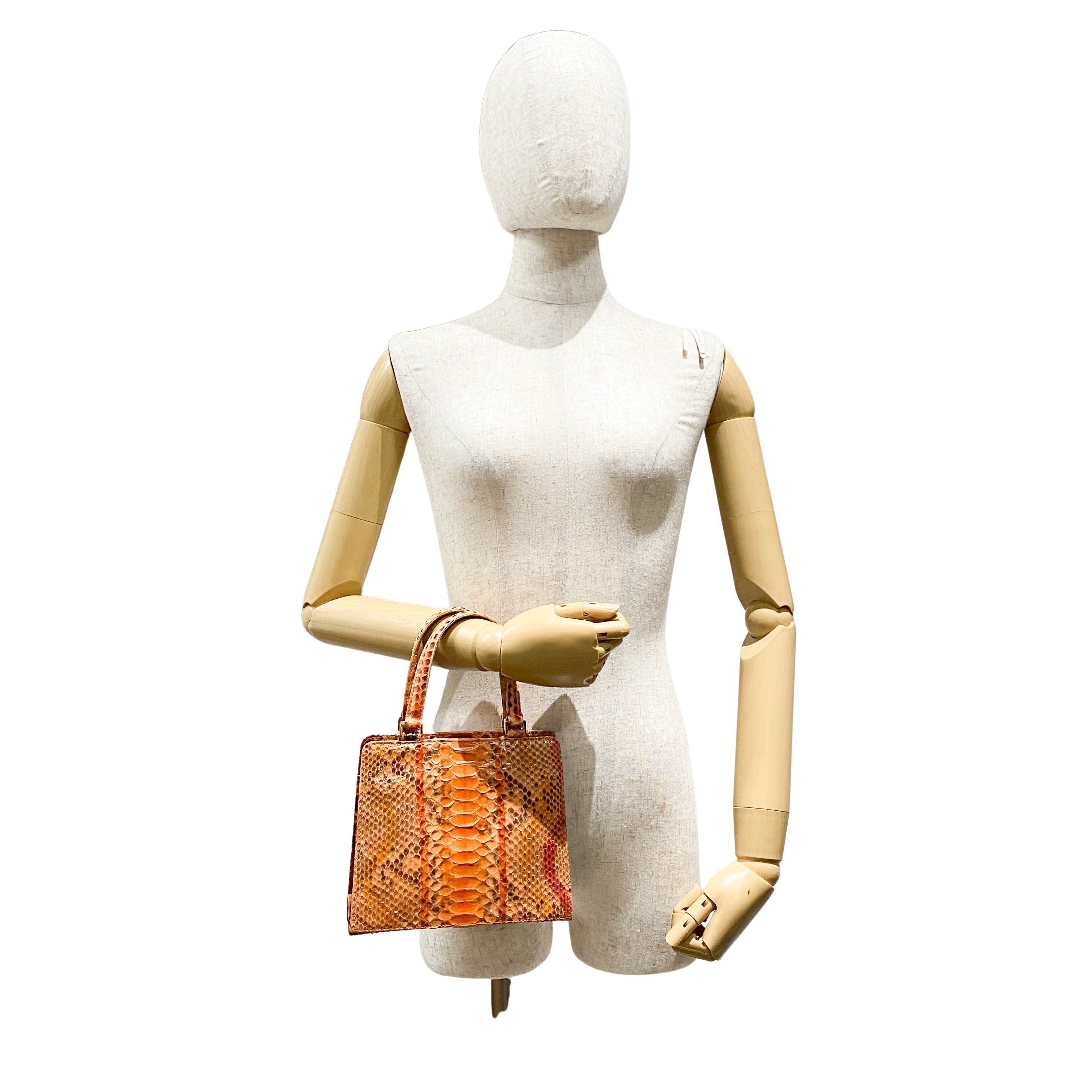 Orange Python Leather Handbag