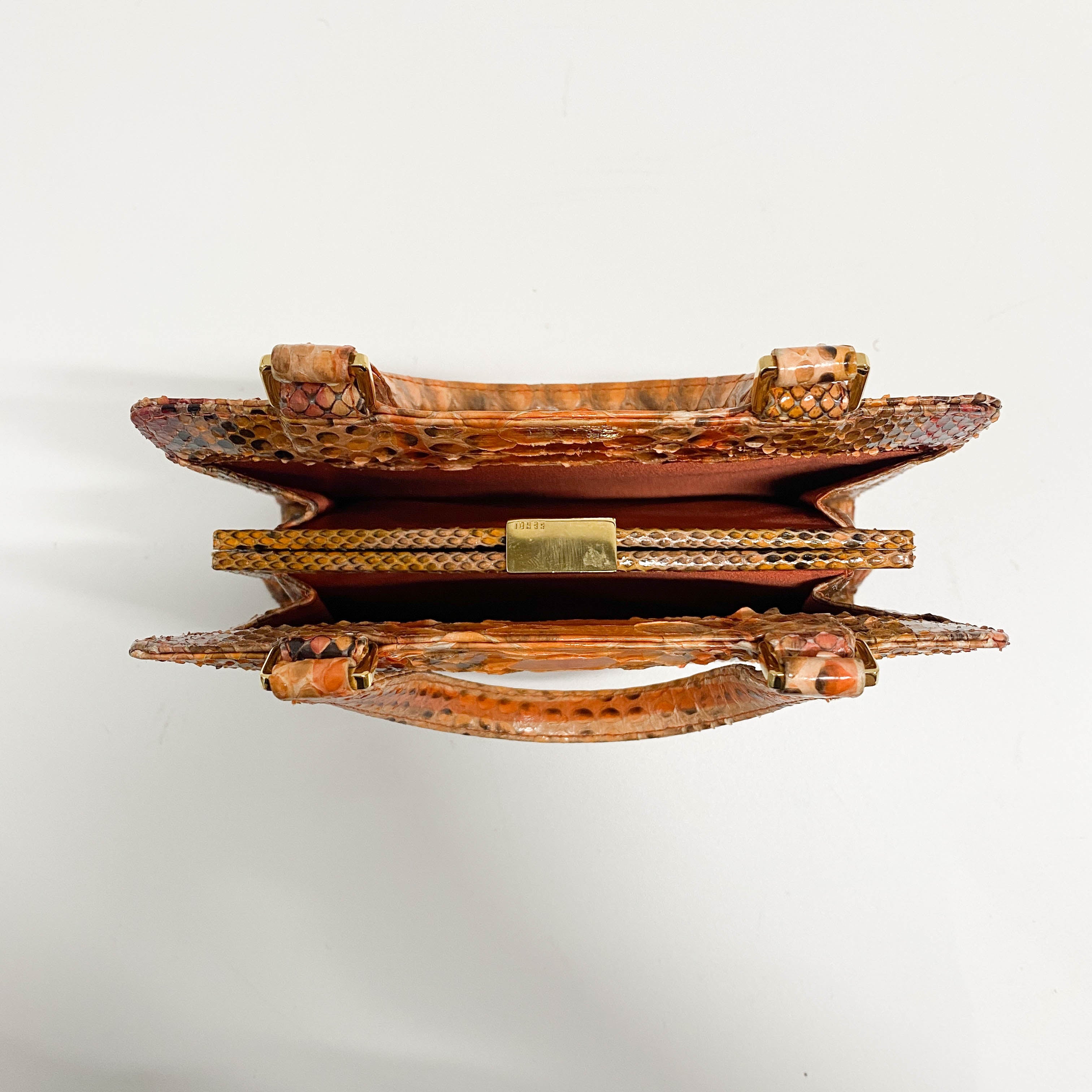 Orange Python Leather Handbag