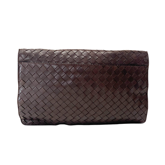 Intrecciato Brown Leather Shoulder Bag