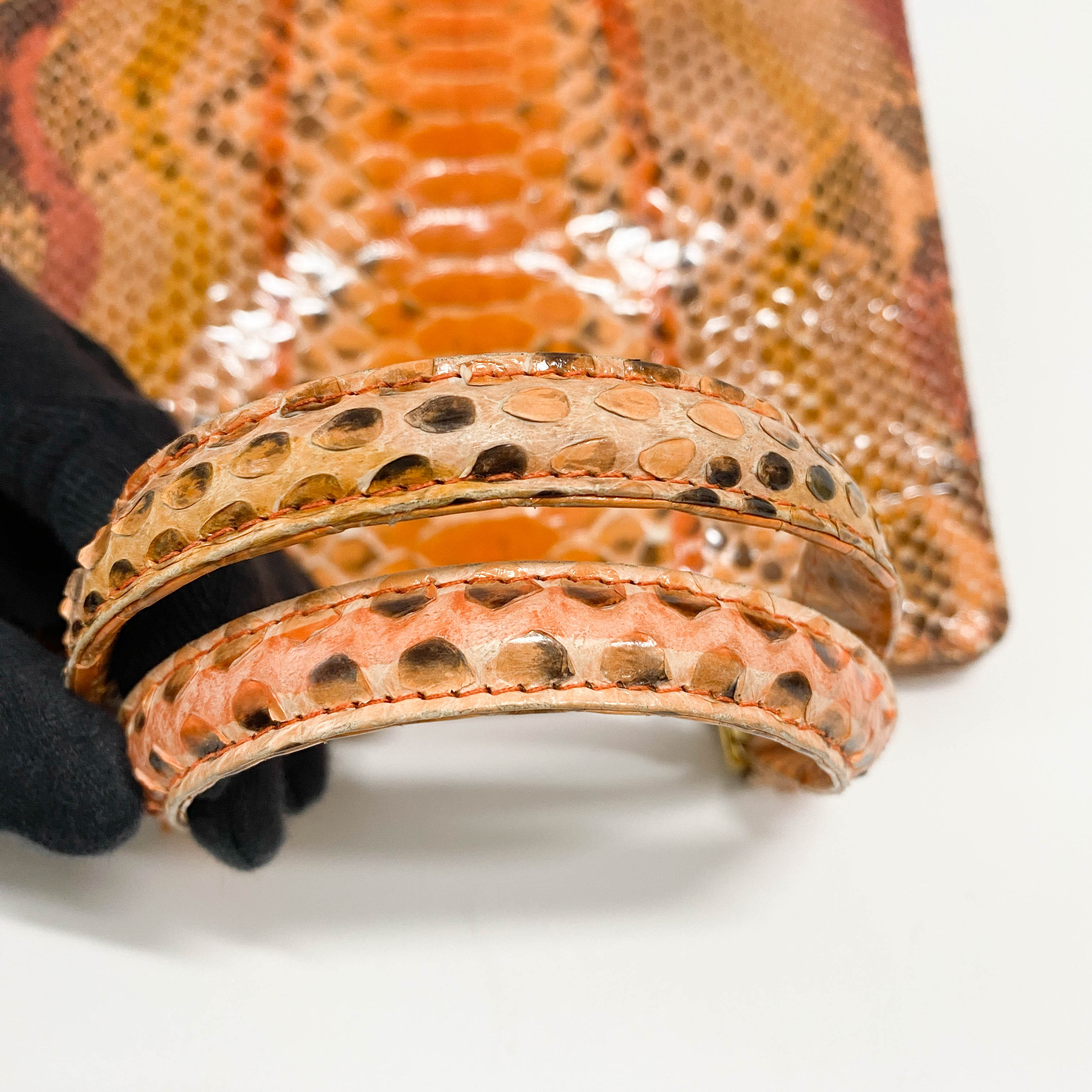 Orange Python Leather Handbag