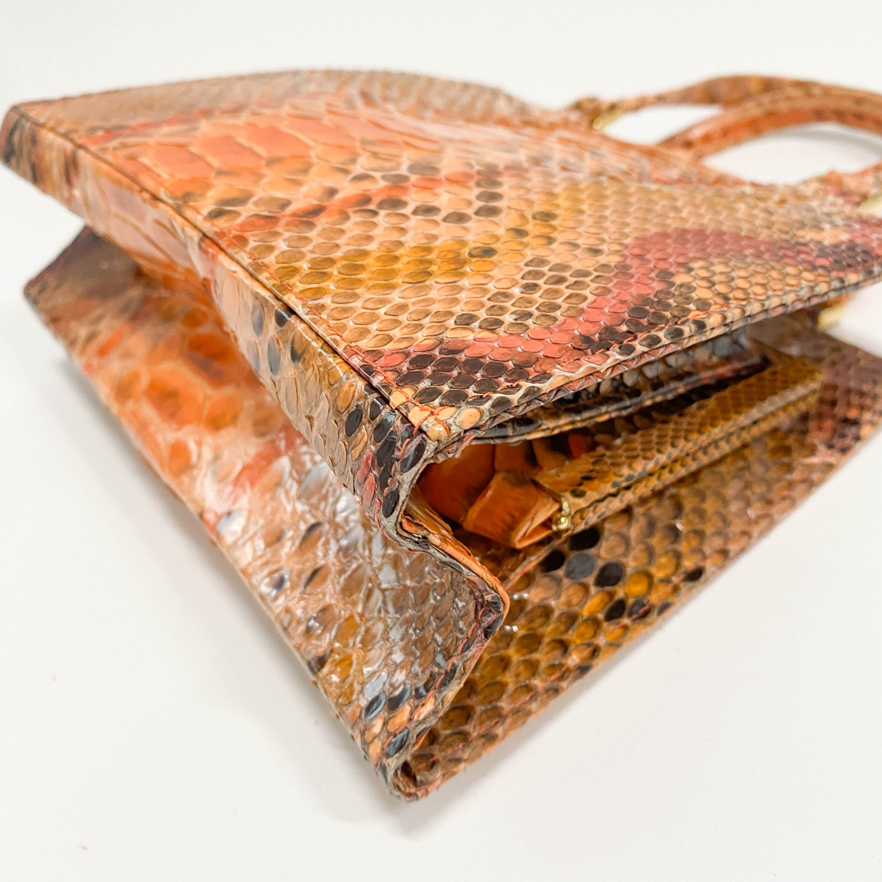 Orange Python Leather Handbag