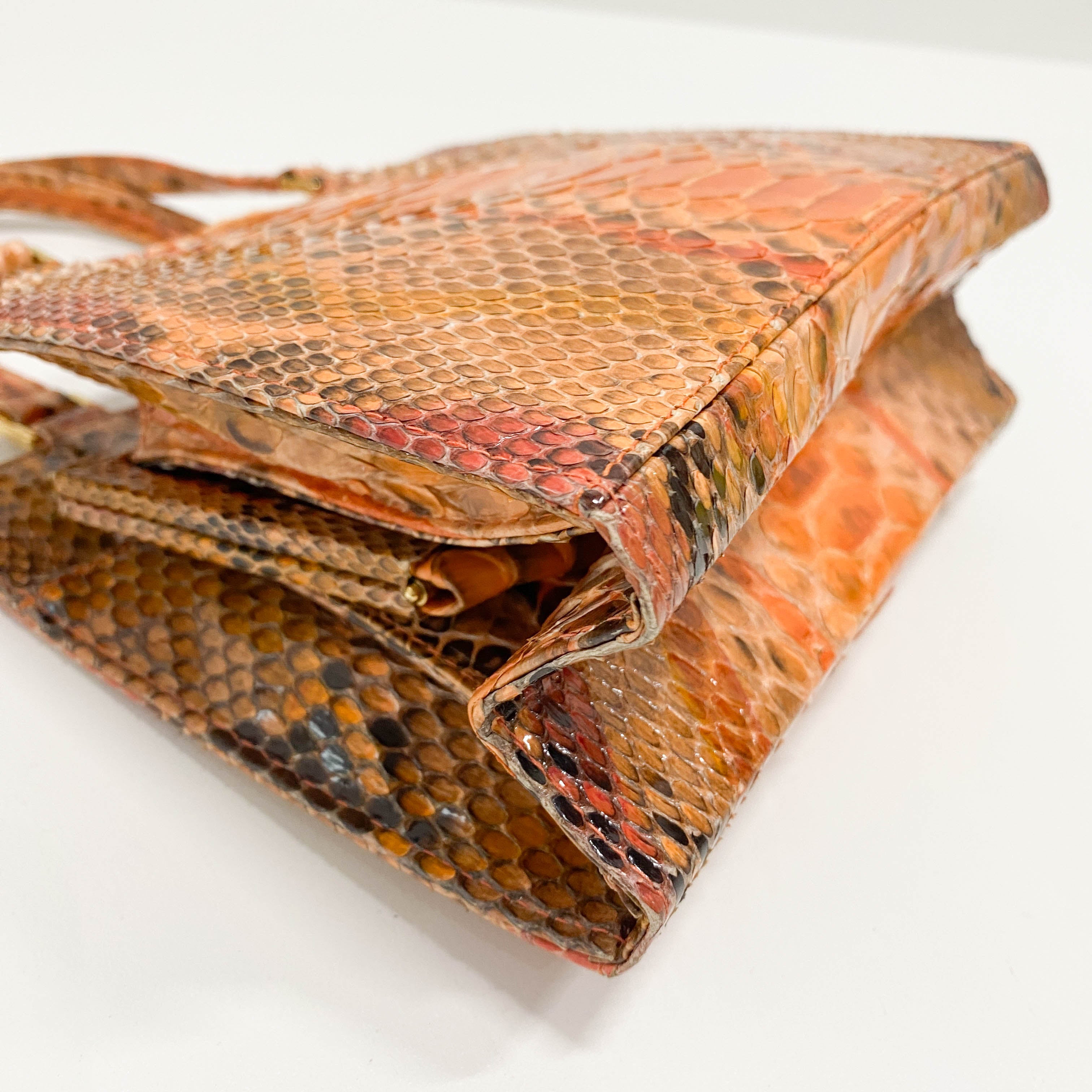 Orange Python Leather Handbag