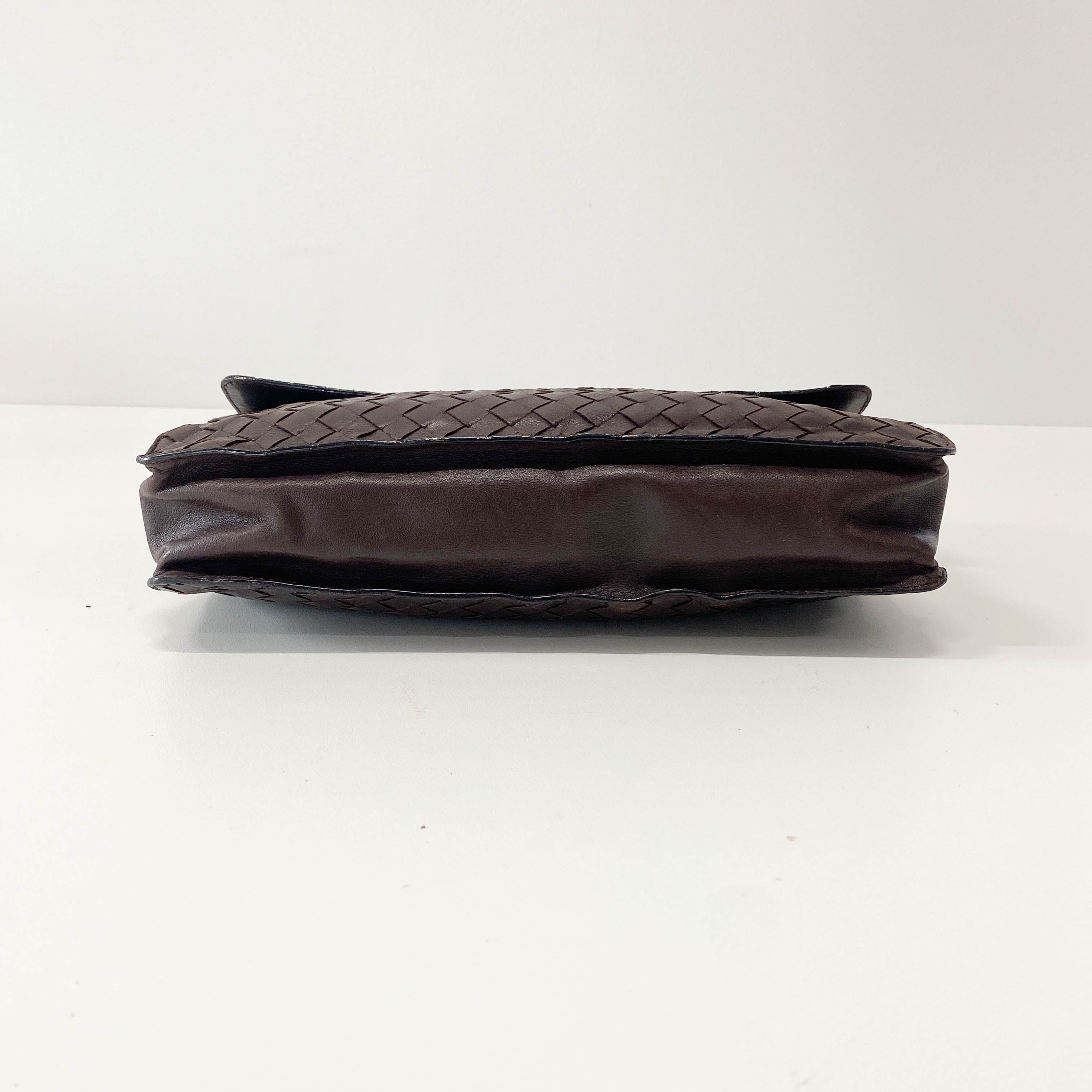 Intrecciato Brown Leather Shoulder Bag