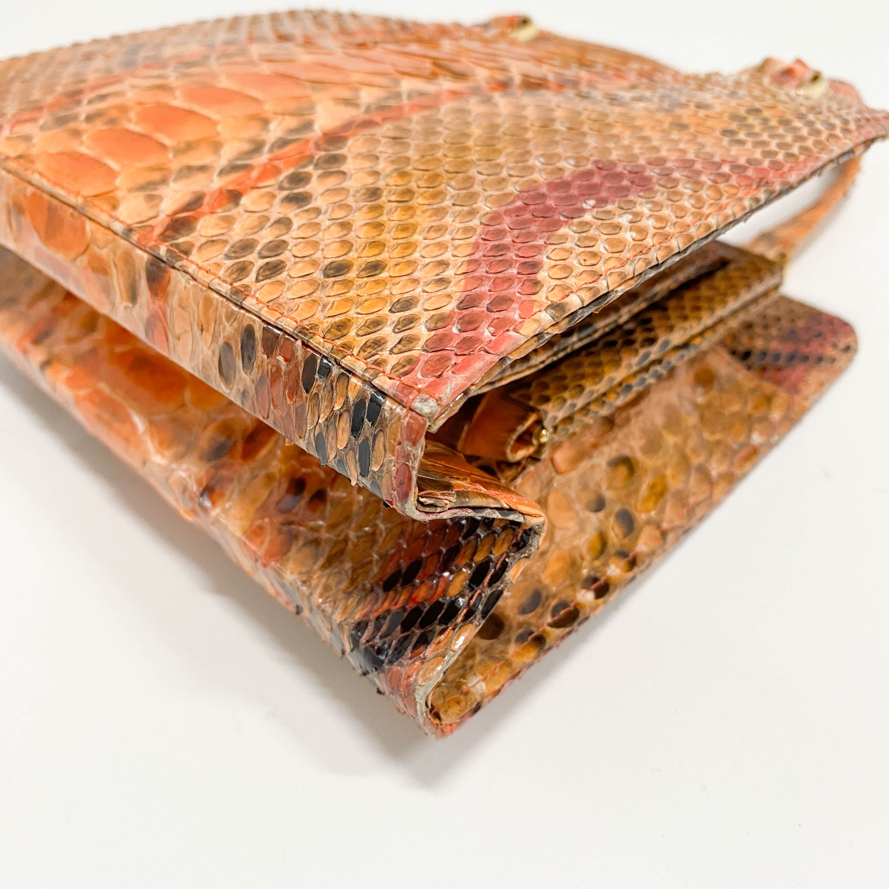 Orange Python Leather Handbag